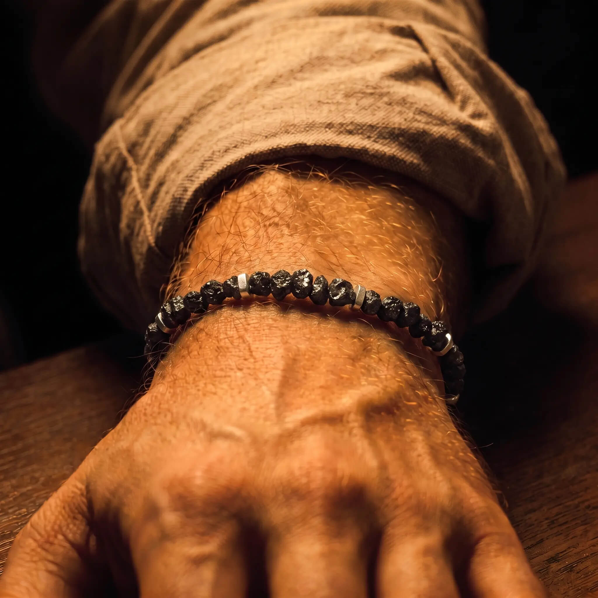 Raw Black Diamond Bracelet 35 carat (5-5.5mm)