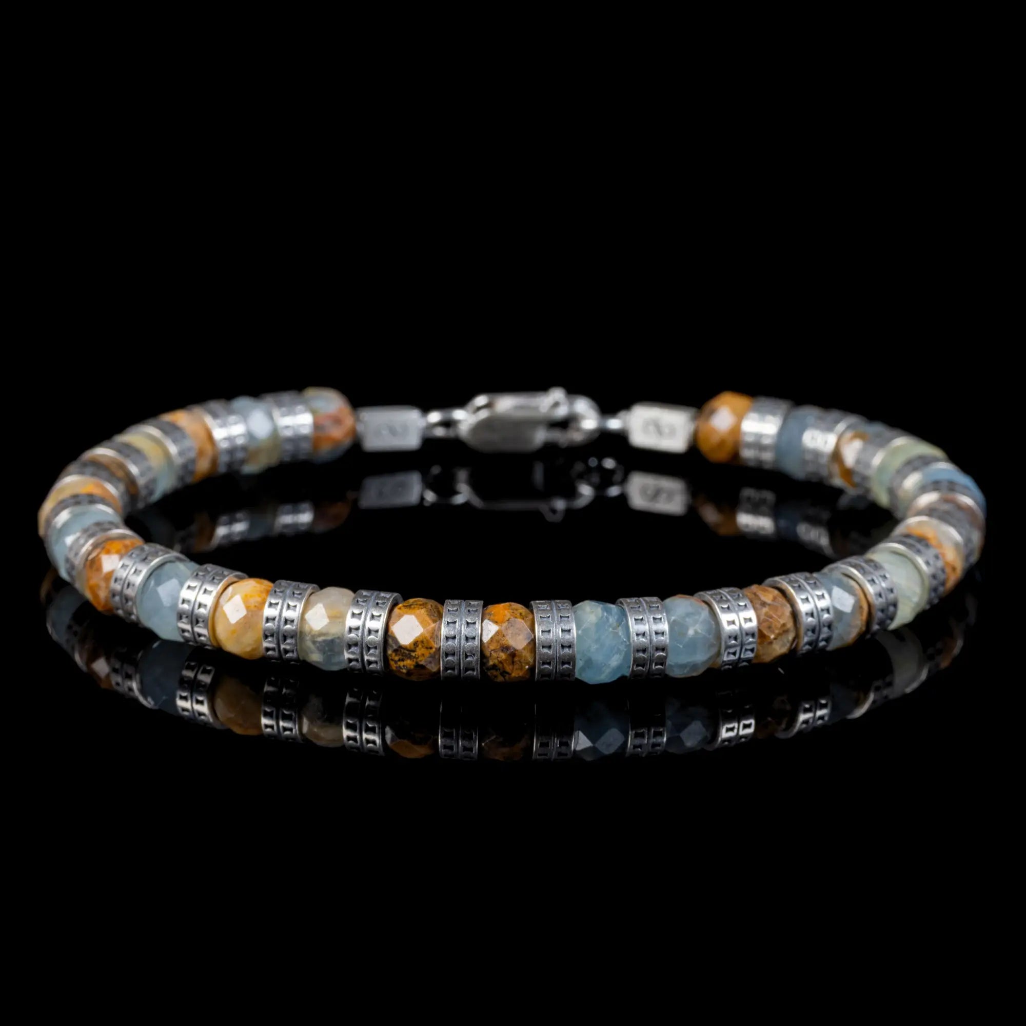 Armored Lemurian Aquatine Calcite Bracelet IV (7mm)