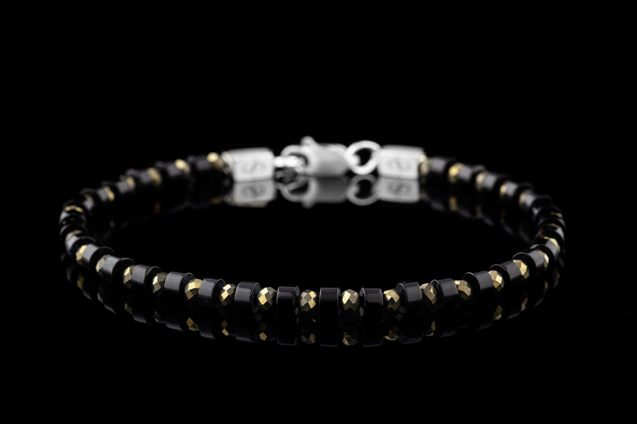 Pyrite - Black Onyx Bracelet I (4mm) (8722500649295)