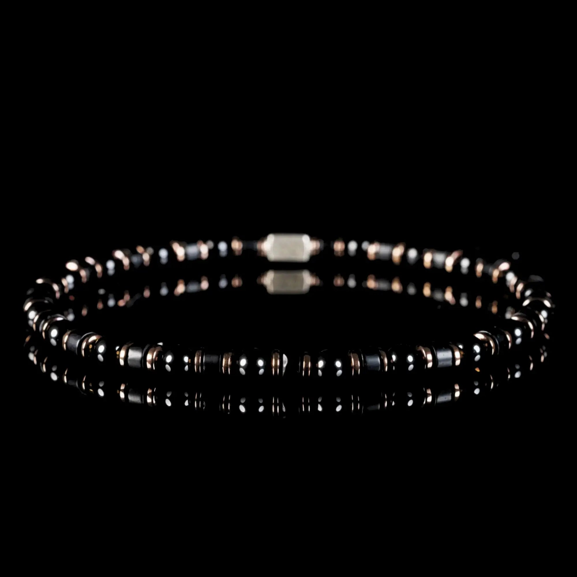 Black Onyx Bracelet 4mm - Elegant Design | Silver Finish