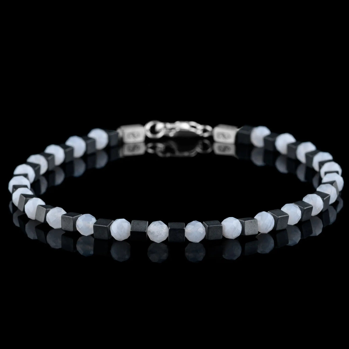 Blue Lace Agate - Hematite Bracelet II (3-4mm) | Aurum Brothers