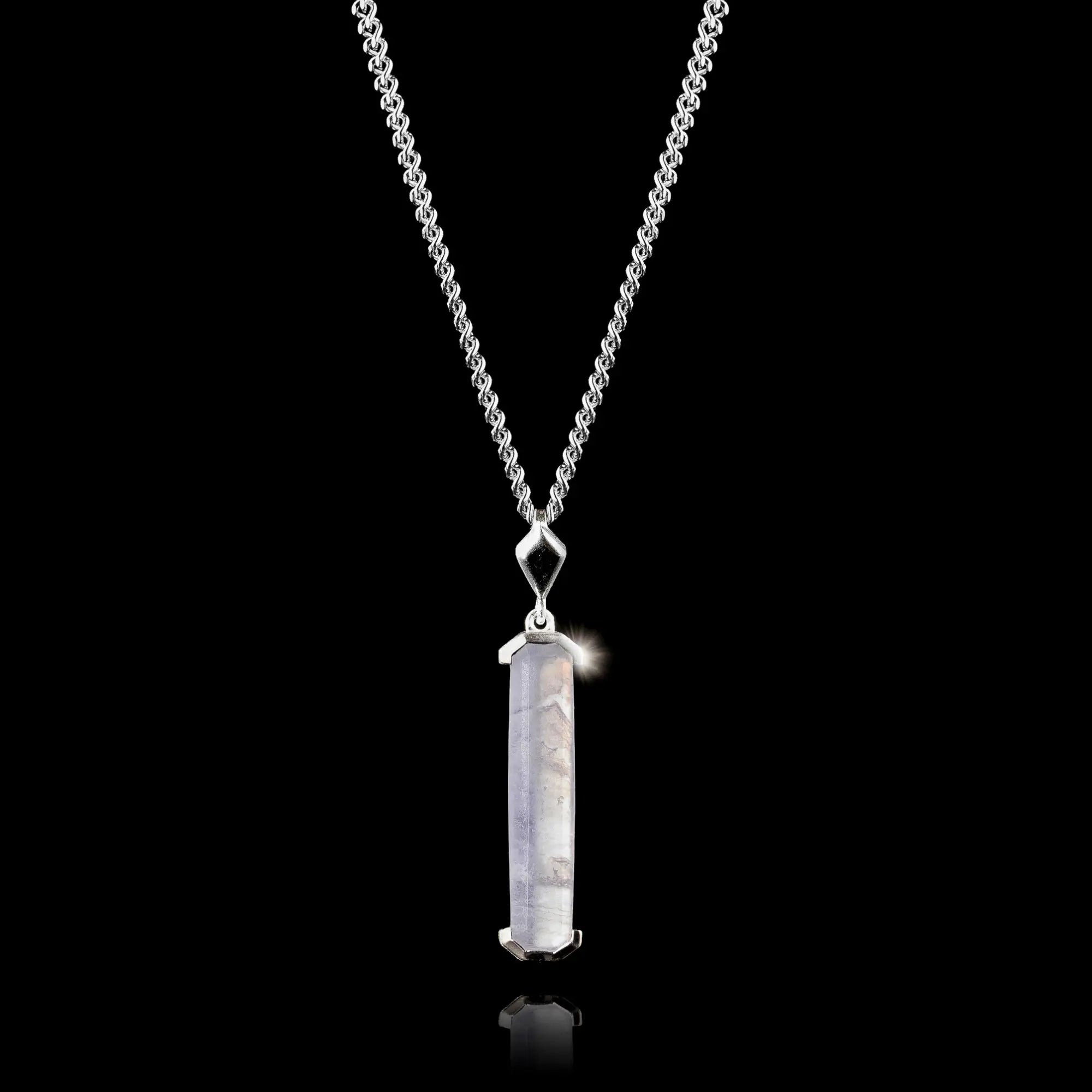 Blue Lace Agate Silver Pendant