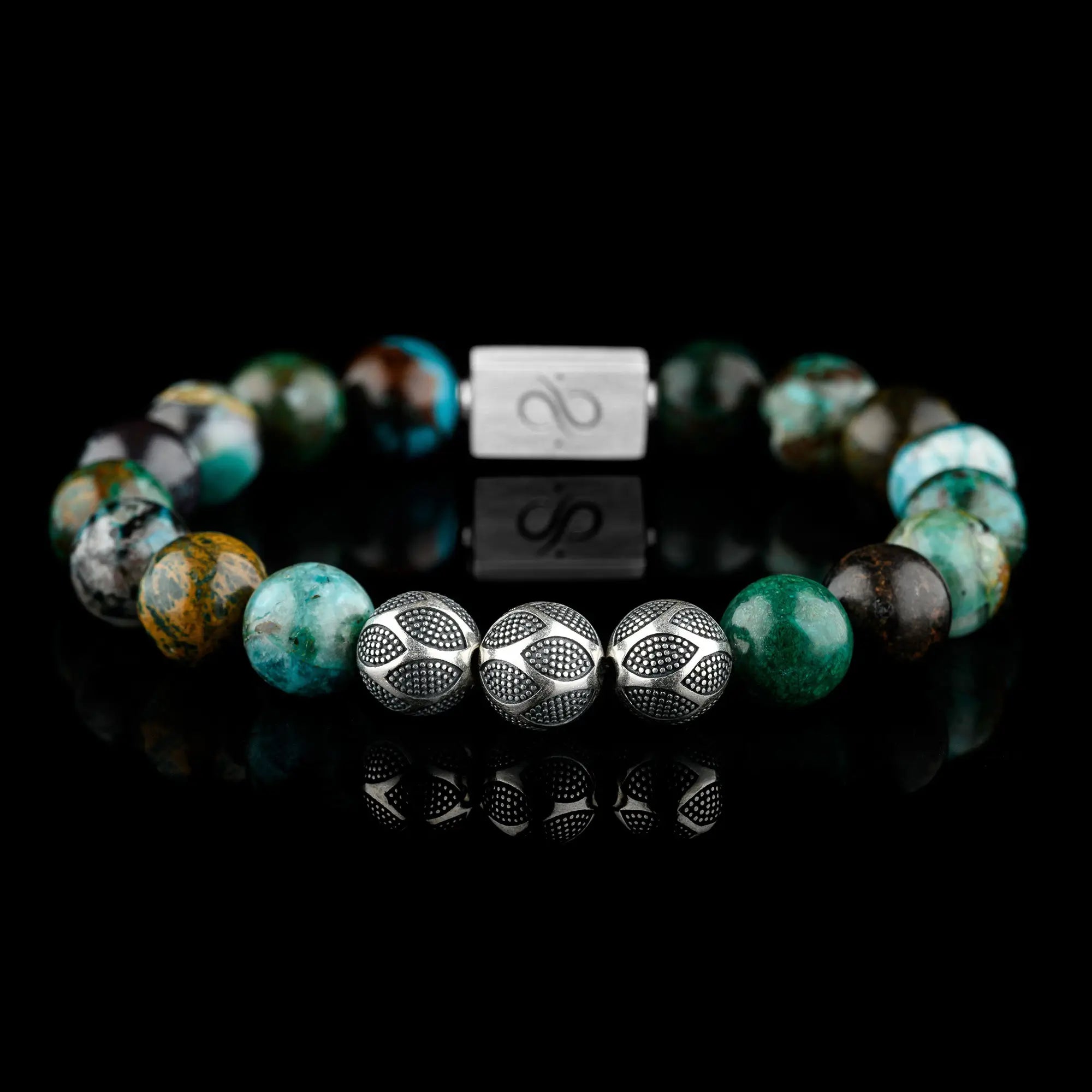 Unique 925 Sterling Silver Chrysocolla Blue Topaz Bracelet shops