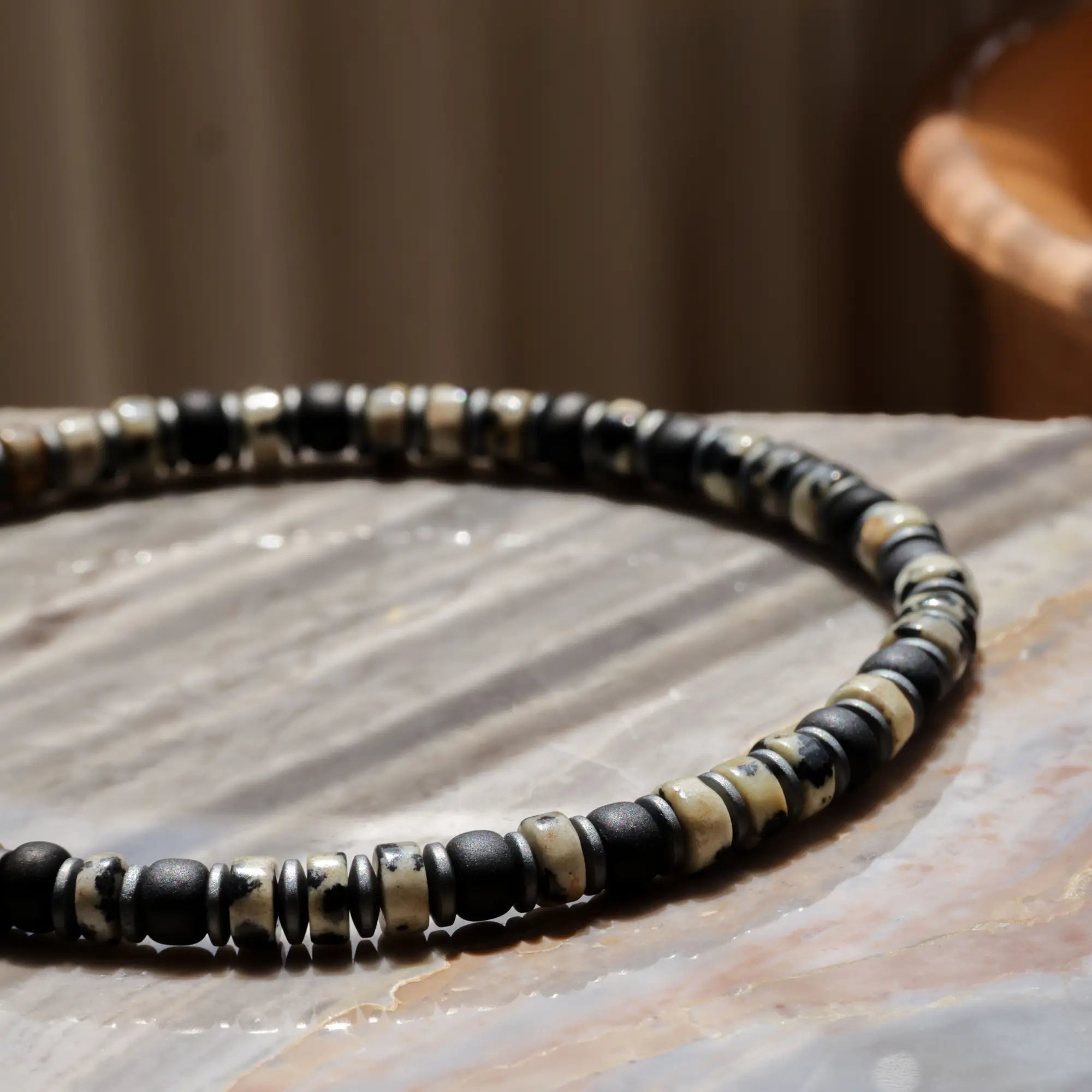 Dalmatian Jasper - Black Bracelet II (4mm)