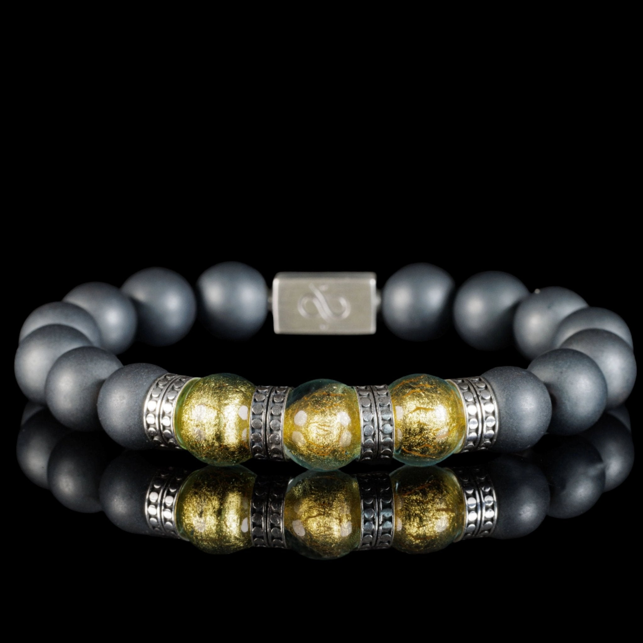 Golden Murano Matte Hematite Bracelet I (12mm)