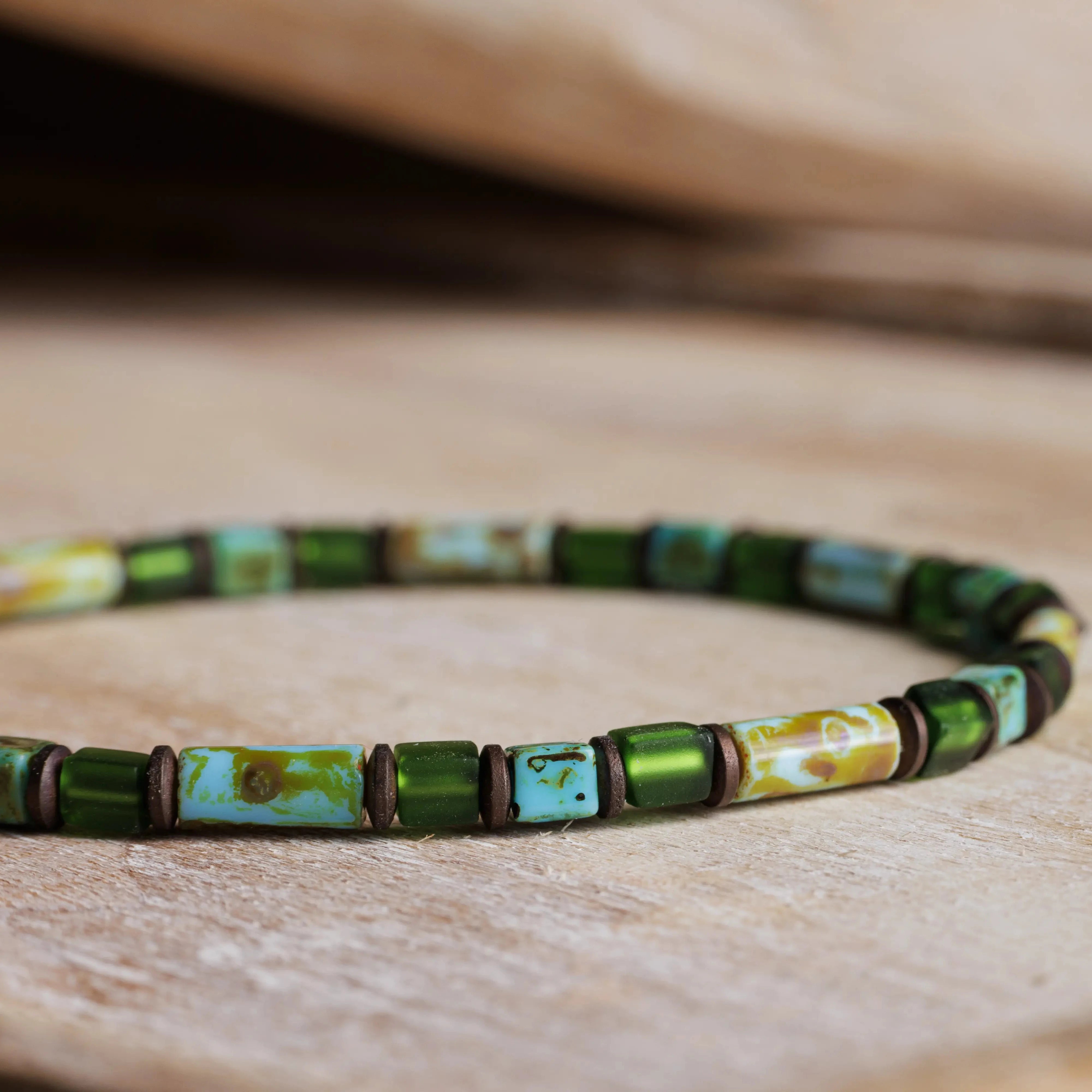 Hematite Mixed Blue/Green Bracelet I (4mm)