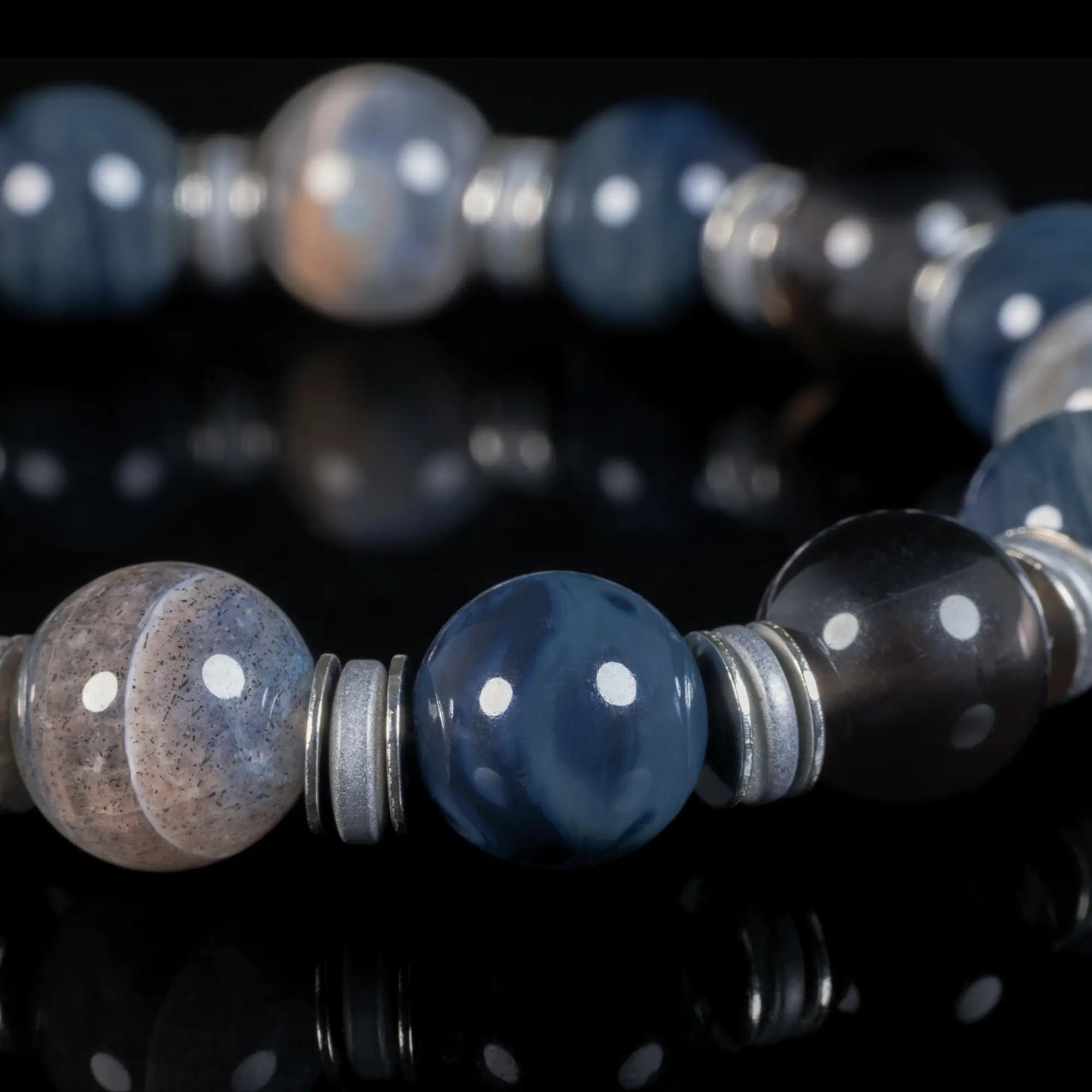 Iced Obsidian - Sieberstein - Banded Labradorite Bracelet II (10mm)