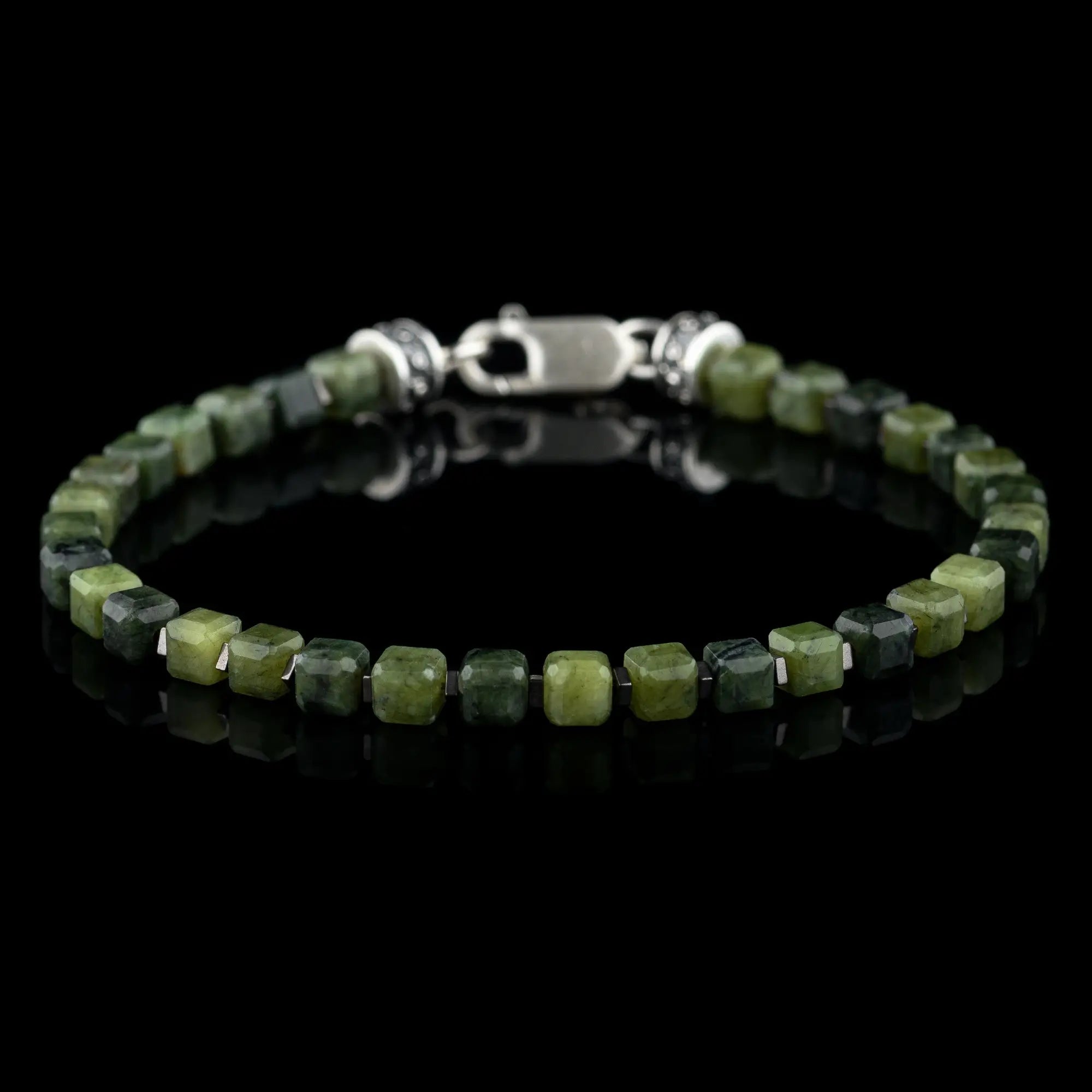 Nephrite Jade Cube Bracelet V (4mm)