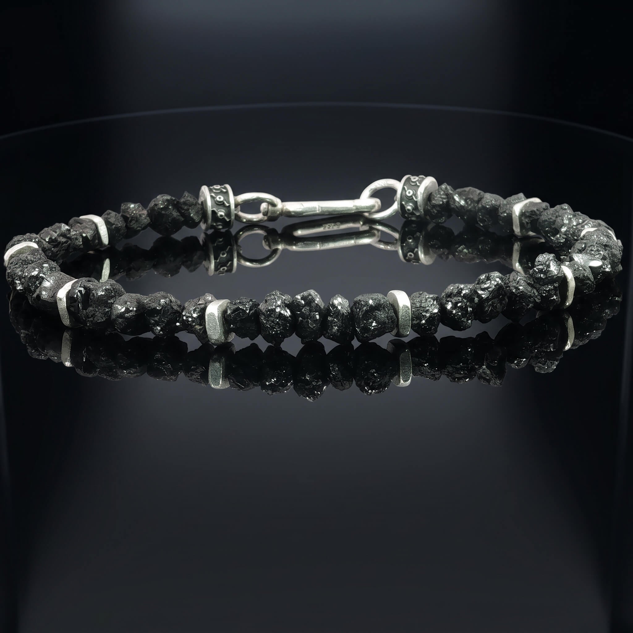 Raw Black Diamond Bracelet 35 carat (5-5.5mm)