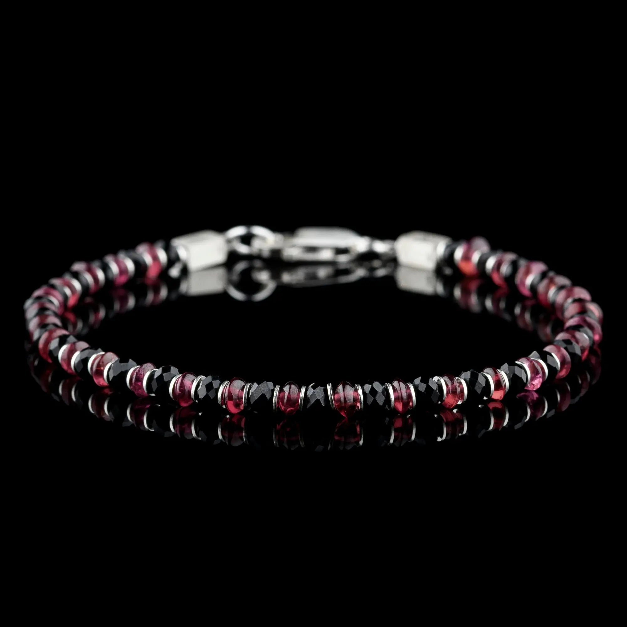 Red Garnet - Black Tourmaline Bracelet I (4mm)
