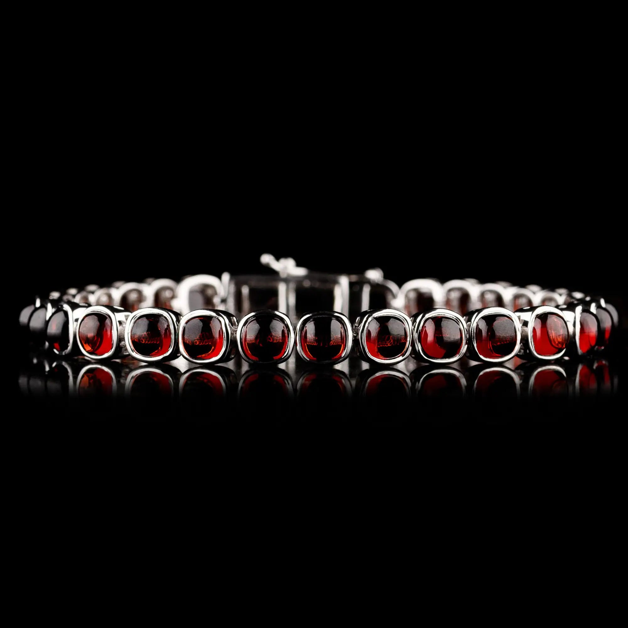 Red Garnet - Silver Tennis Bracelet II