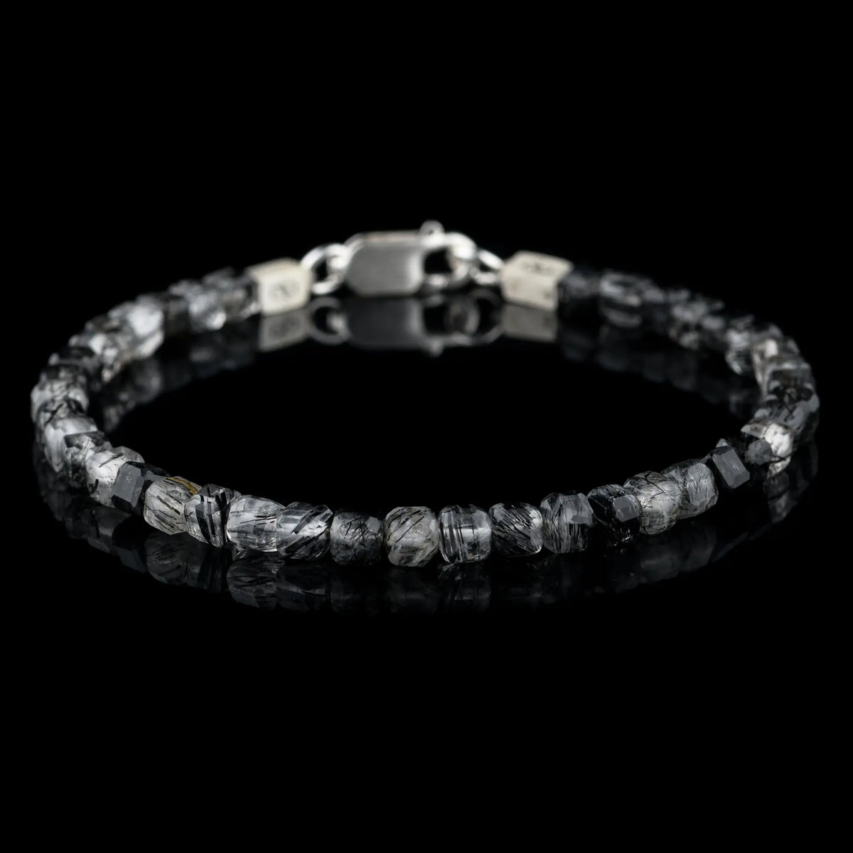 Tourmalinated Quartz Cube Bracelet I (4mm) | Aurum Brothers