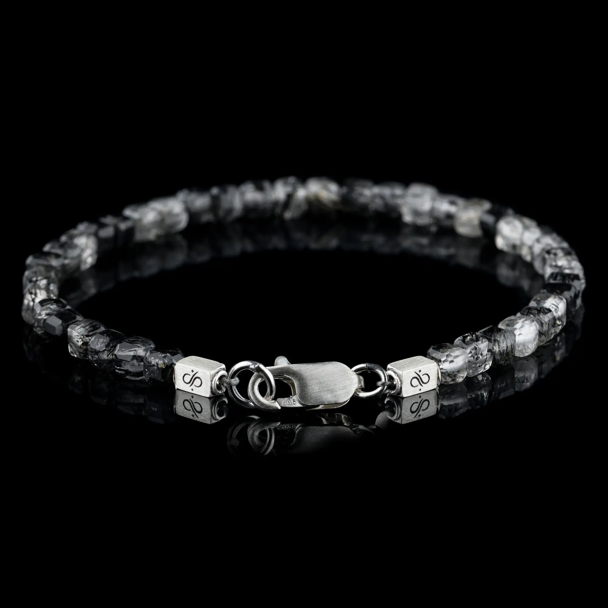 Tourmalinated Quartz Cube Bracelet I (4mm)