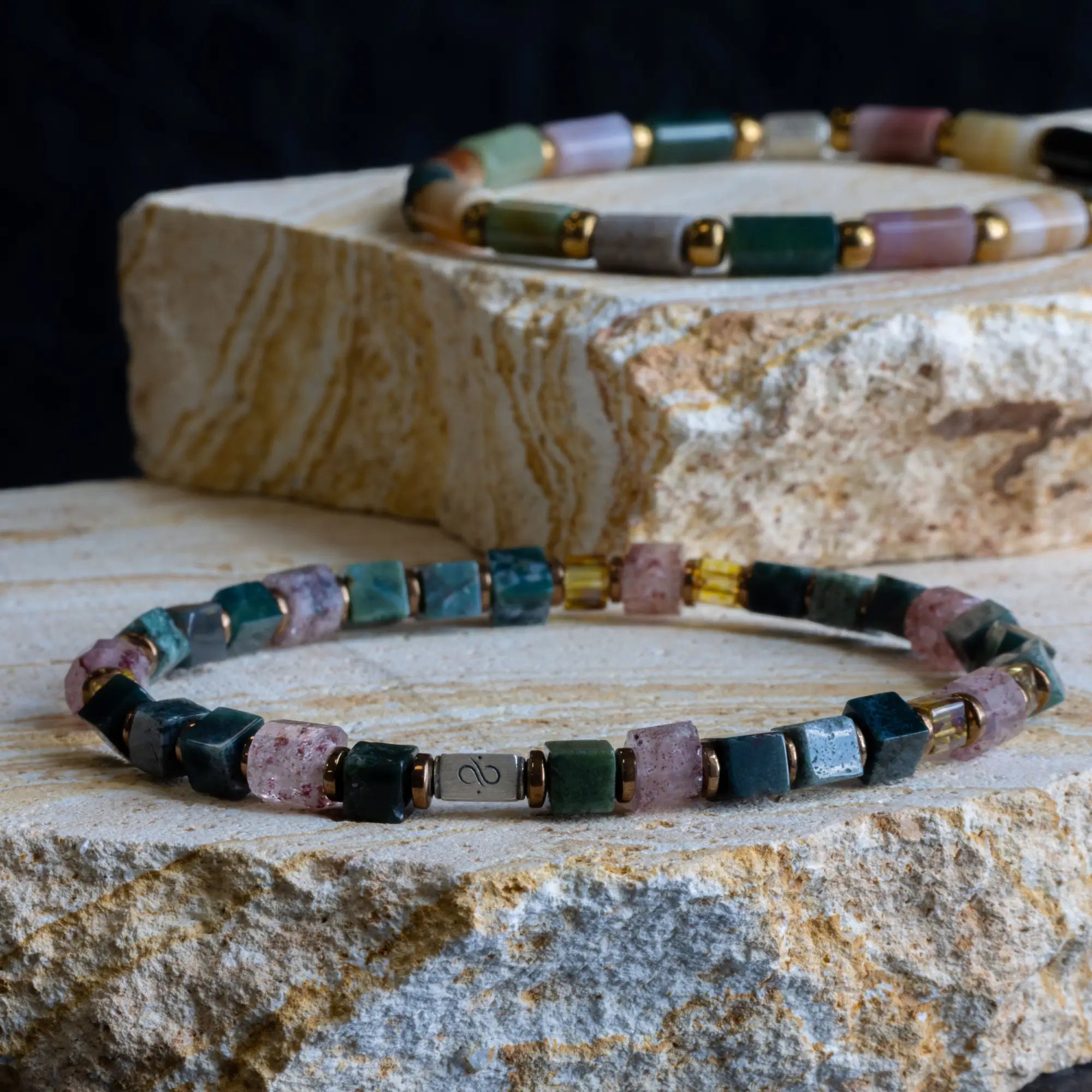 Strawberry Quartz - Indian Agate Bracelet I (4mm)