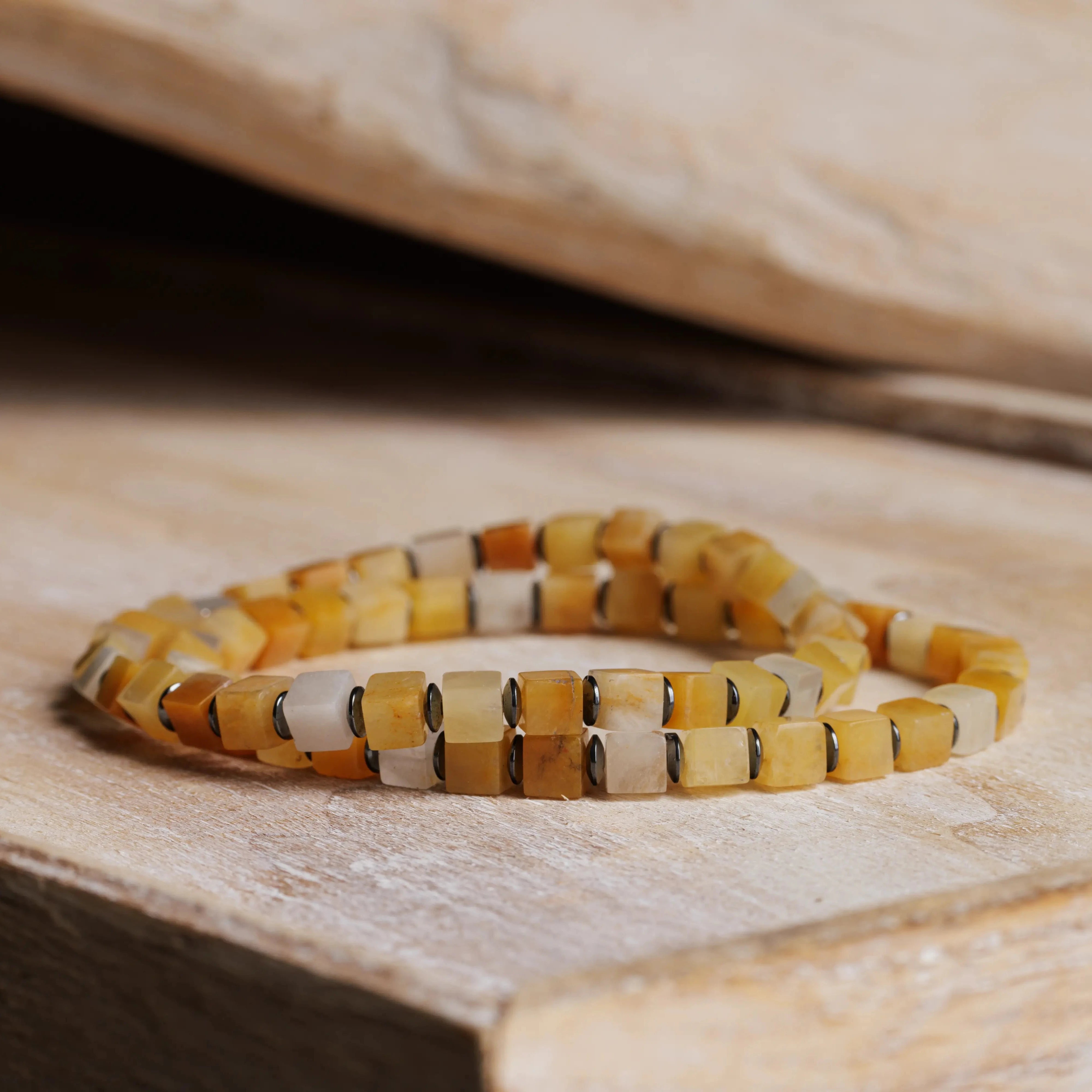 Yellow Jade - Cube Bracelet VII (4mm)
