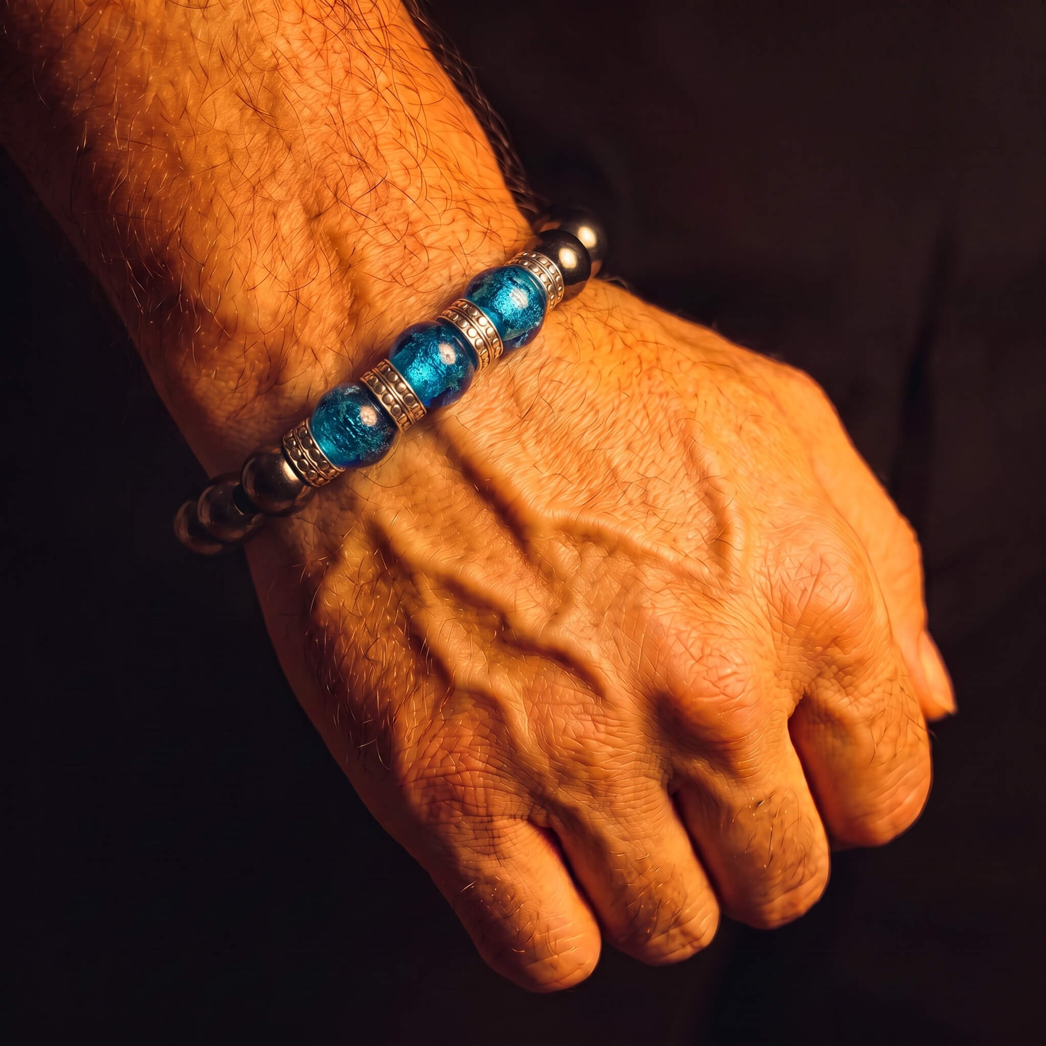 Blue Murano - Hematite Bracelet VI (12mm)