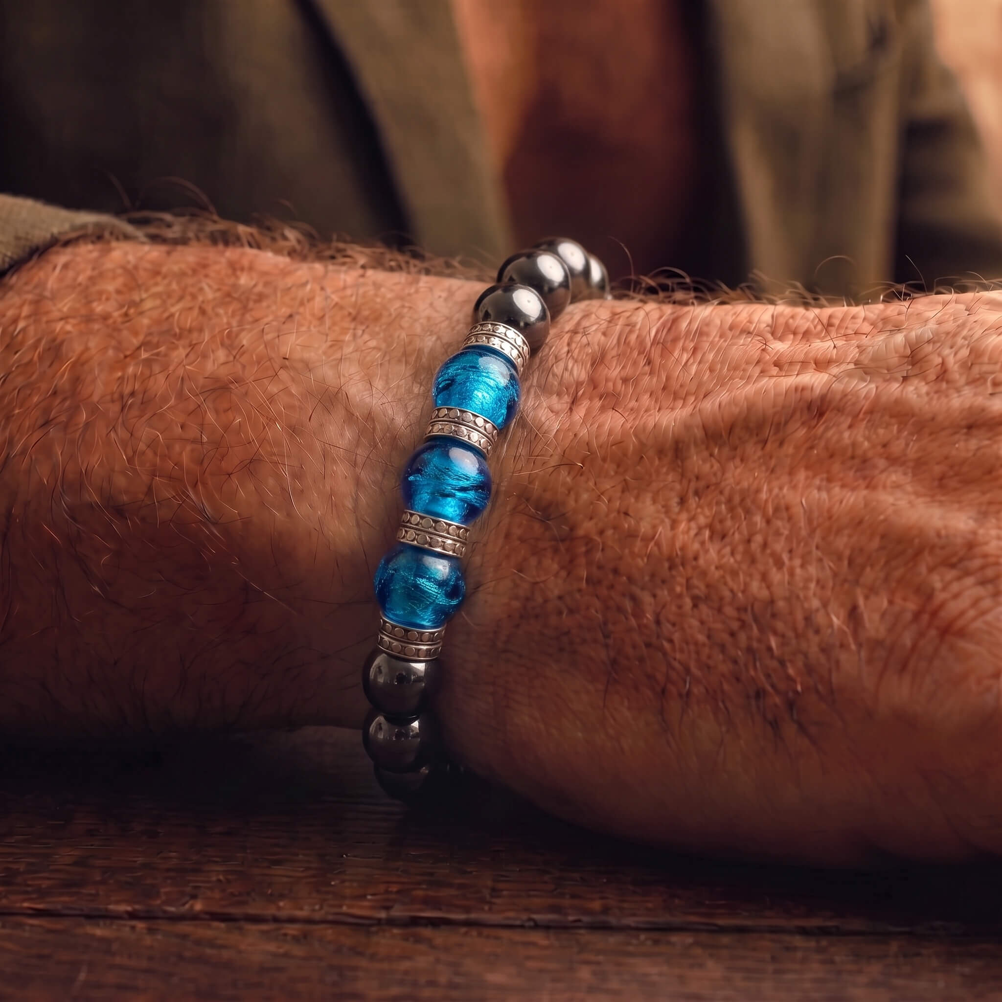 Blue Murano - Hematite Bracelet VI (12mm)