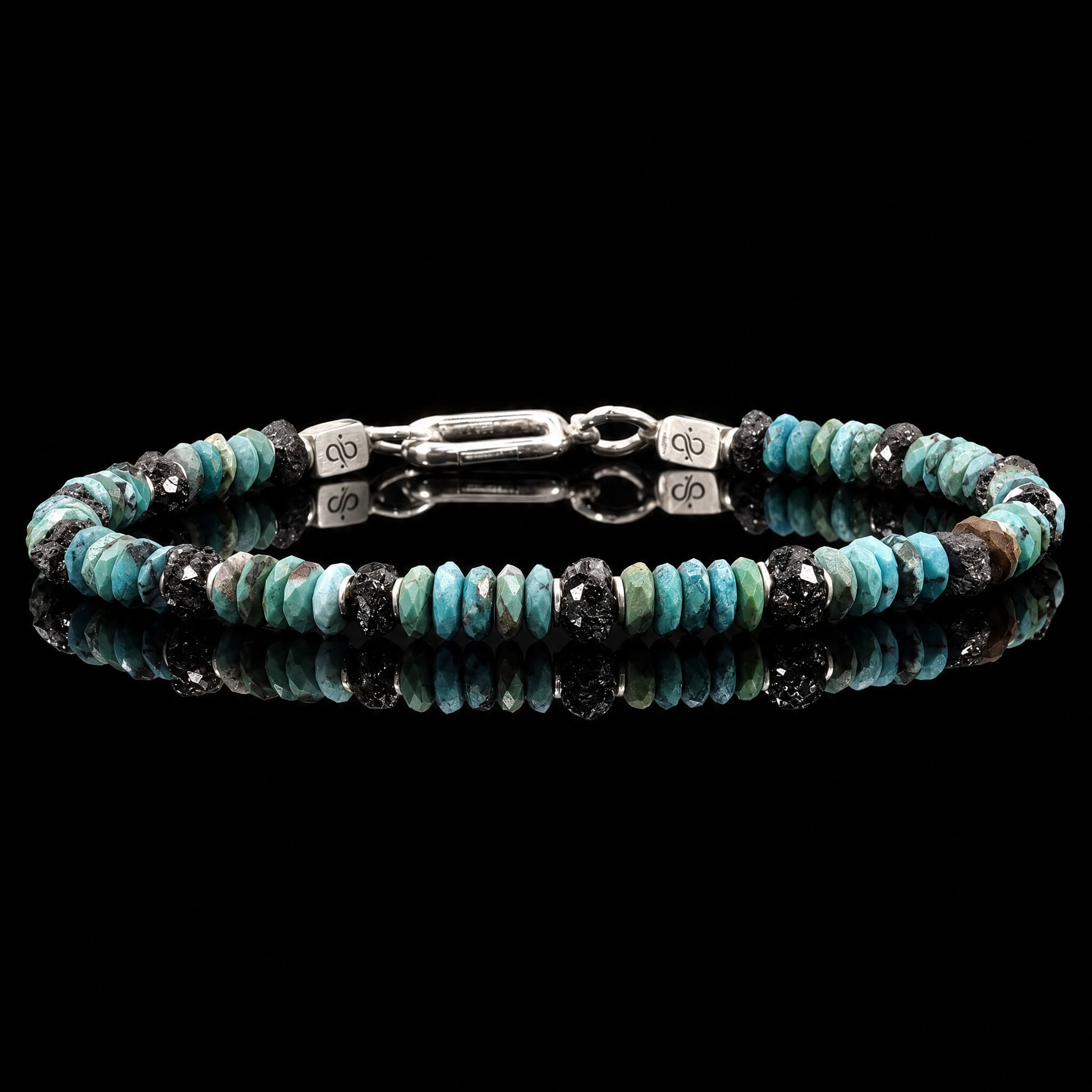 Raw Black Diamond - Turquoise Bracelet 10 carat (5mm) | Aurum Brothers