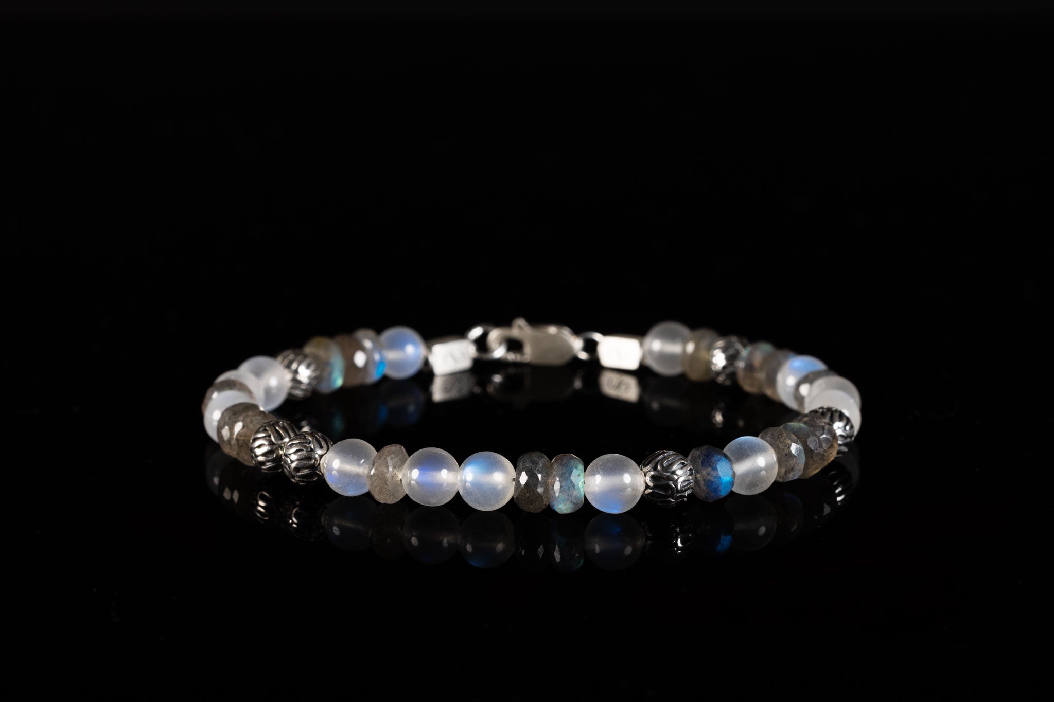 Sri Lanka Royal Blue White Moonstone - Labradorite Bracelet I (6mm) (8772105142607)