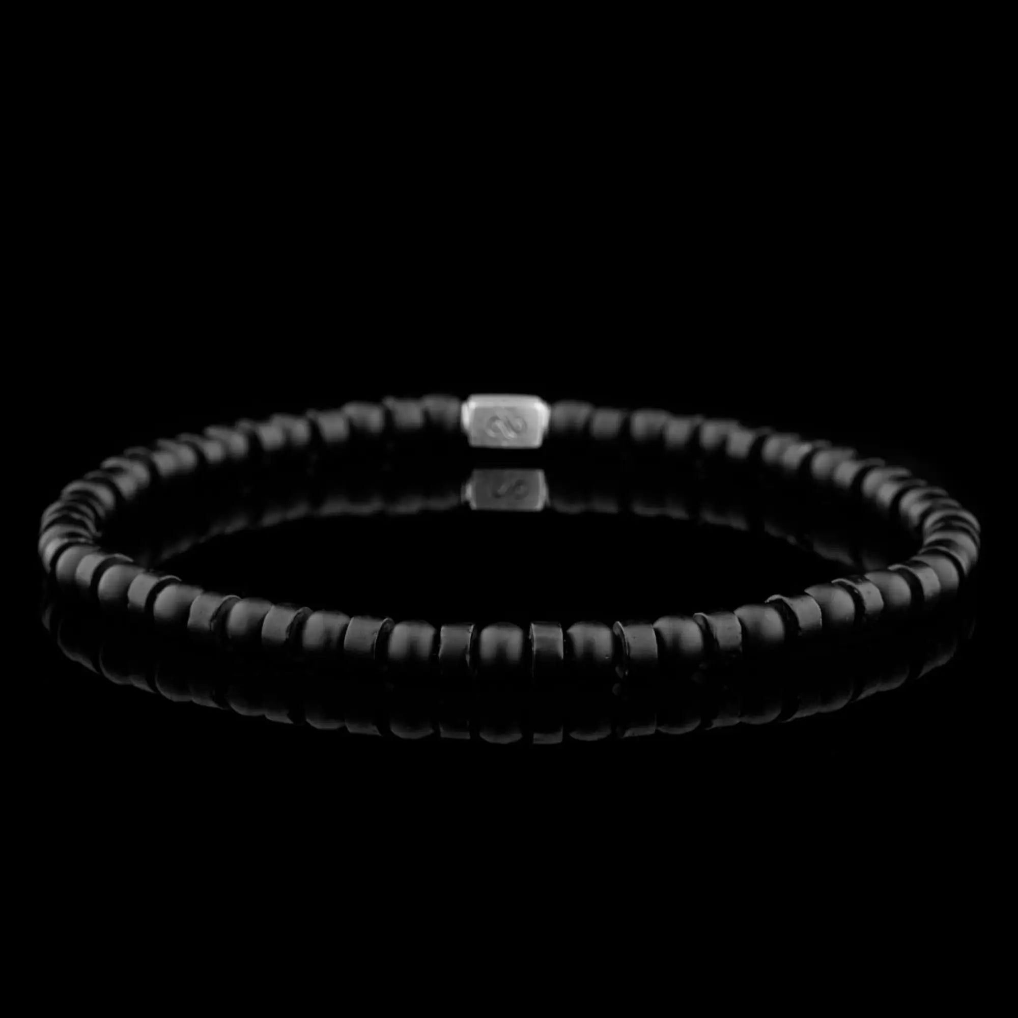 ASTRIAAL blackl ブラックメタル Matte Black Agate Bracelet 4mm - Artisan Made | 925 Silver