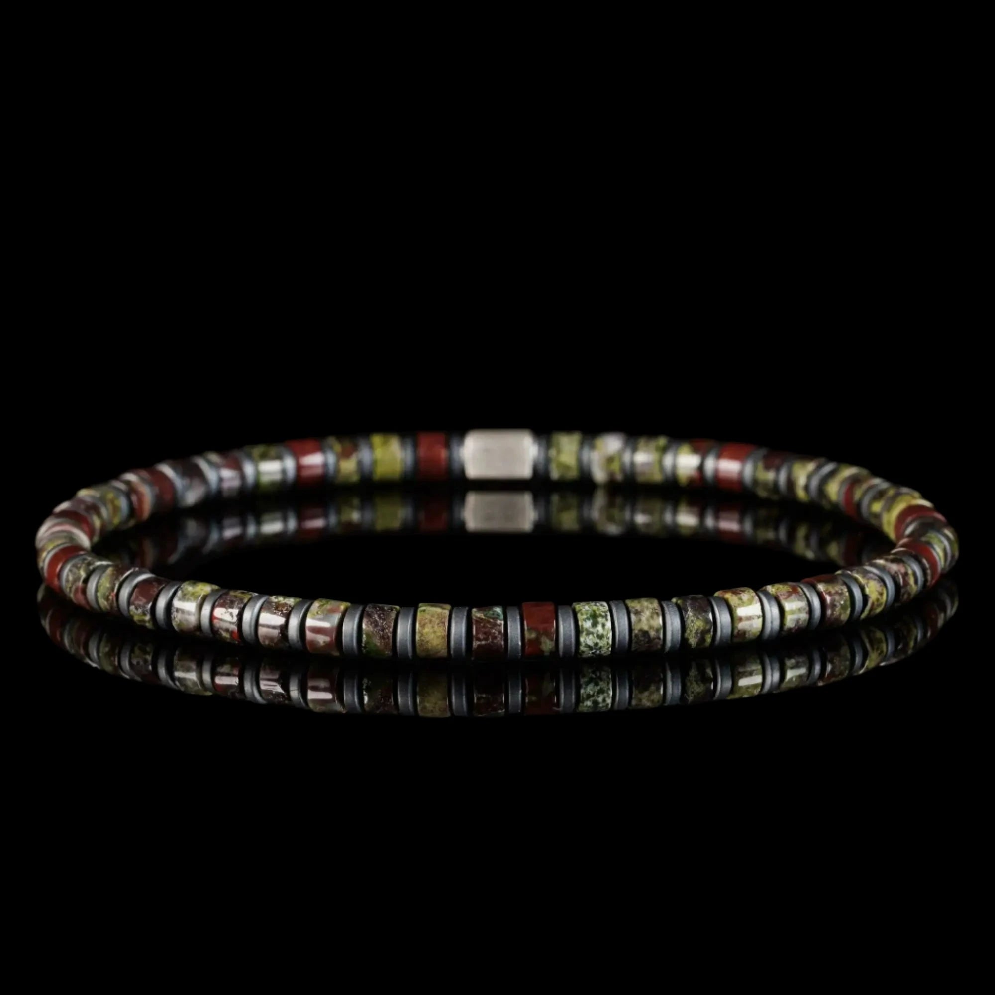 Dragon Blood Jasper Bracelet - Handcrafted | Sterling Silver (4mm)