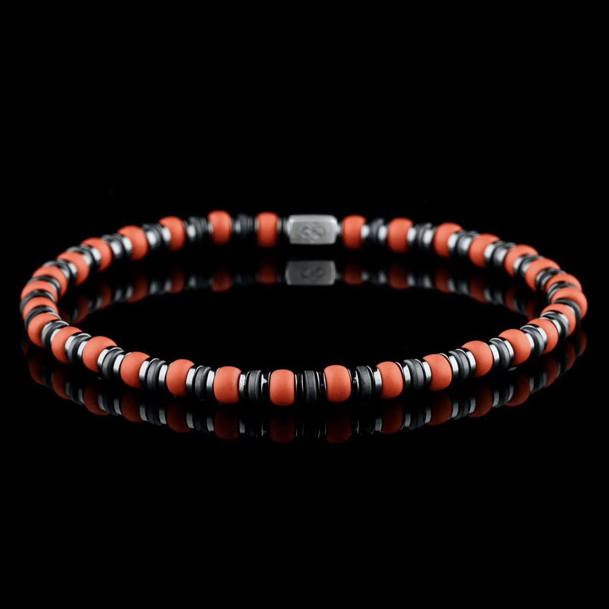 Orange Beaded Bracelet for Men (4mm)