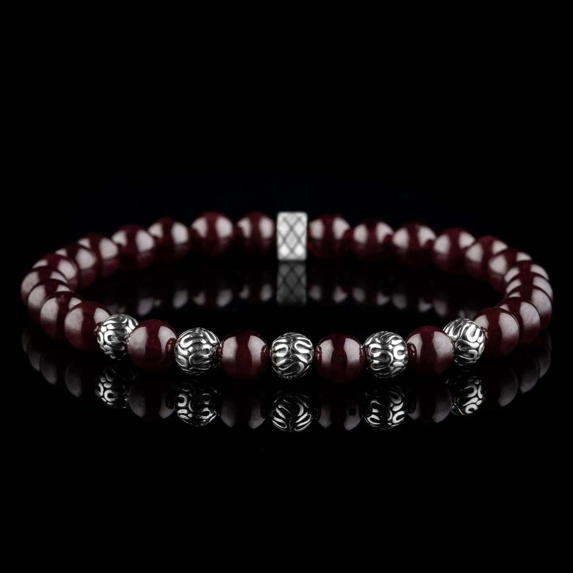 Red Garnet Bracelet - Handcrafted Gem | Sterling Silver Finish