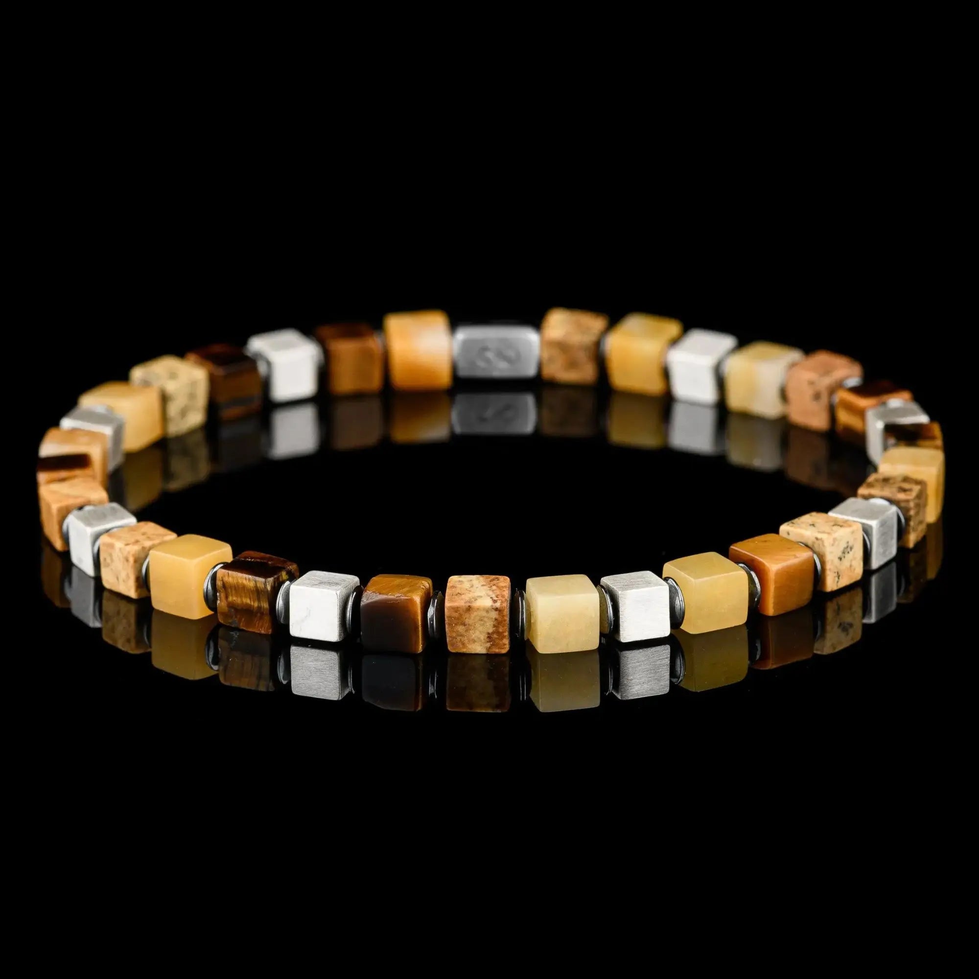 Tiger Eye Jasper Bracelet - Handcrafted Elegance | Sterling Silver