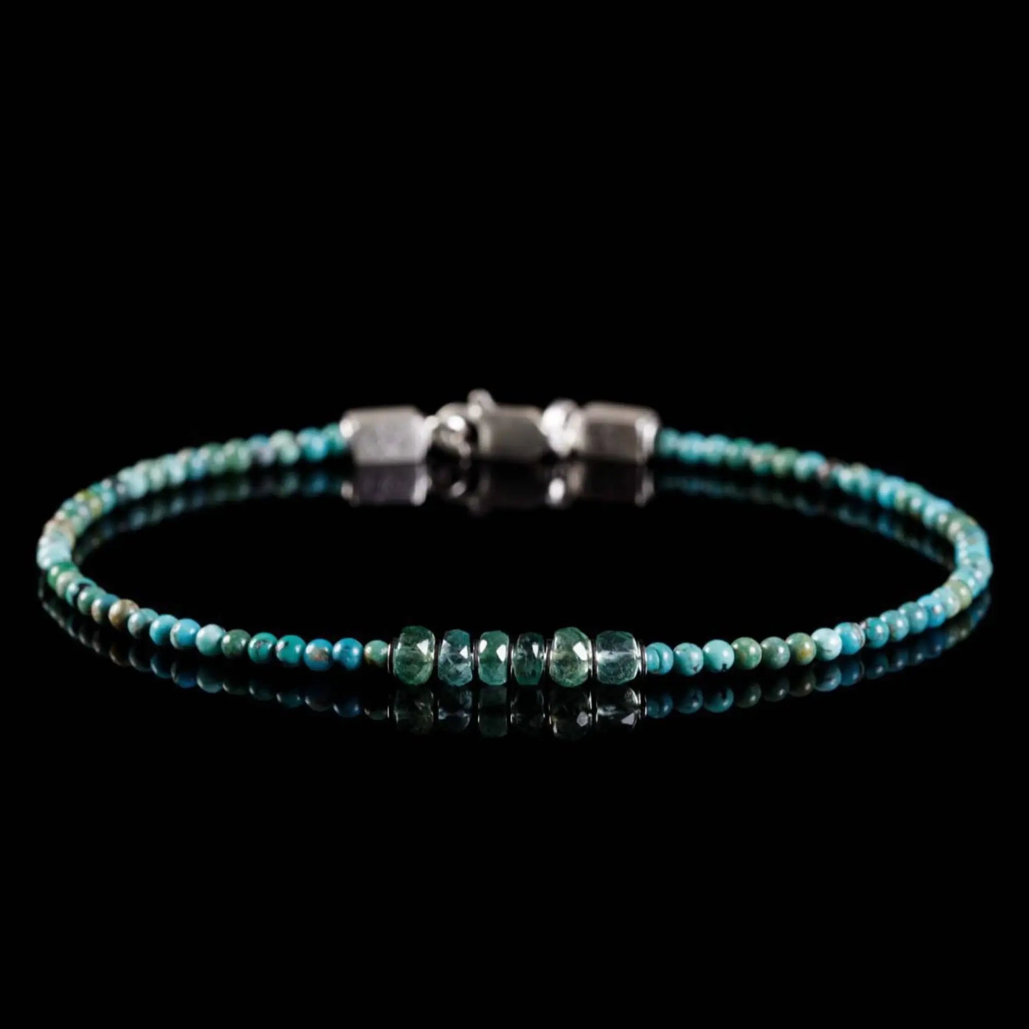 Turquoise Emerald Bracelet - Sophistication | Silver Clasp