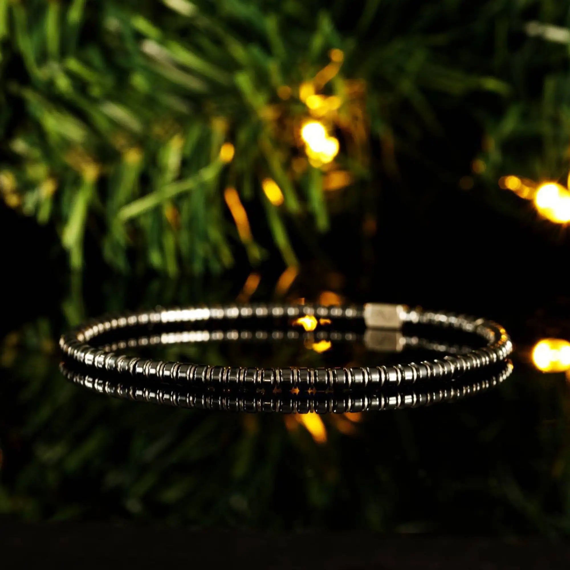 Silver - Hematite Bracelet V (3mm)