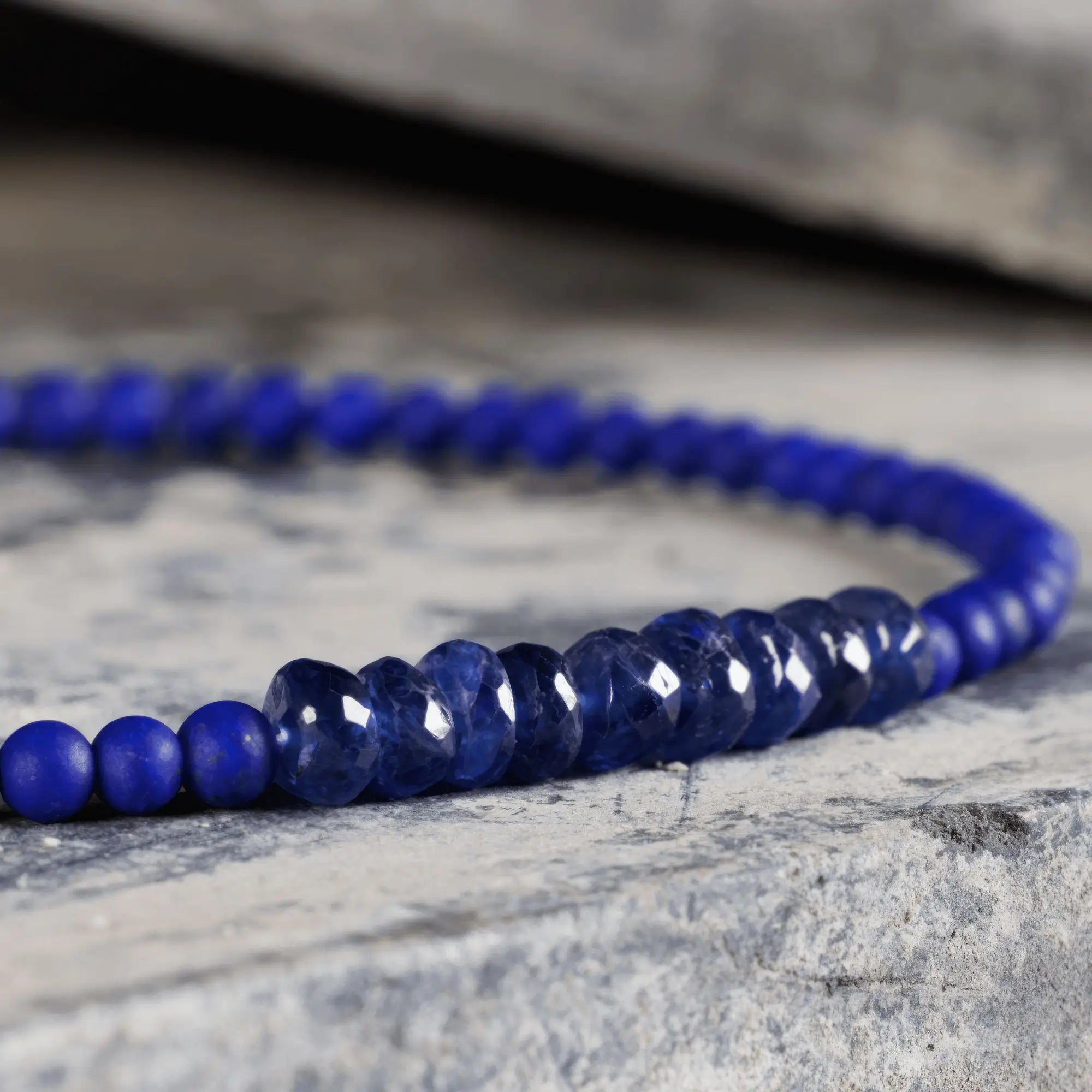 Matte Lapis Lazuli - Blue Sapphire Bracelet I (3-4mm)