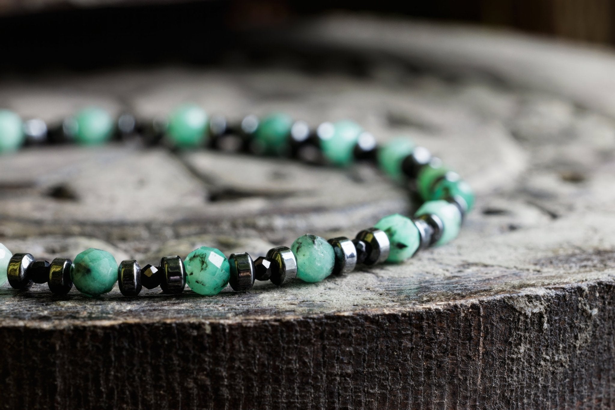 Emerald - Black Spinel Bracelet (4mm) (8564169146703)