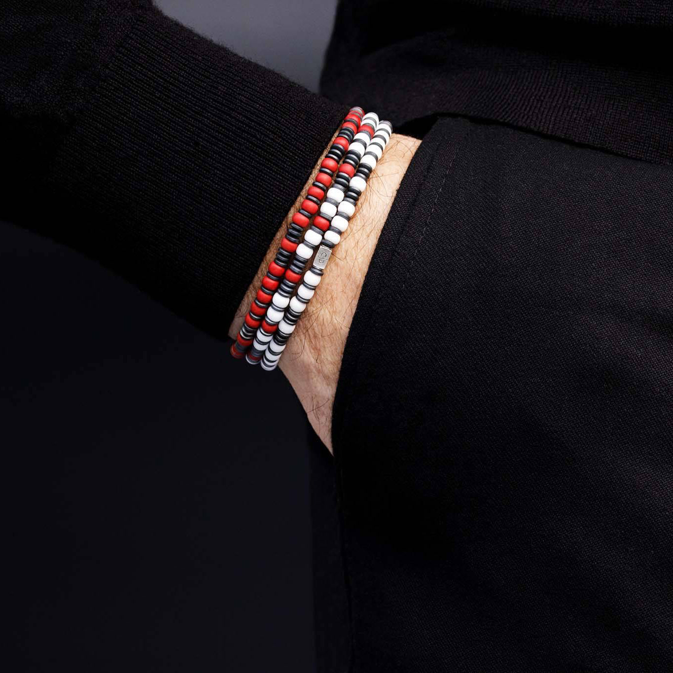 Hematite - White Bracelet VIII (4mm) (6675504824374)