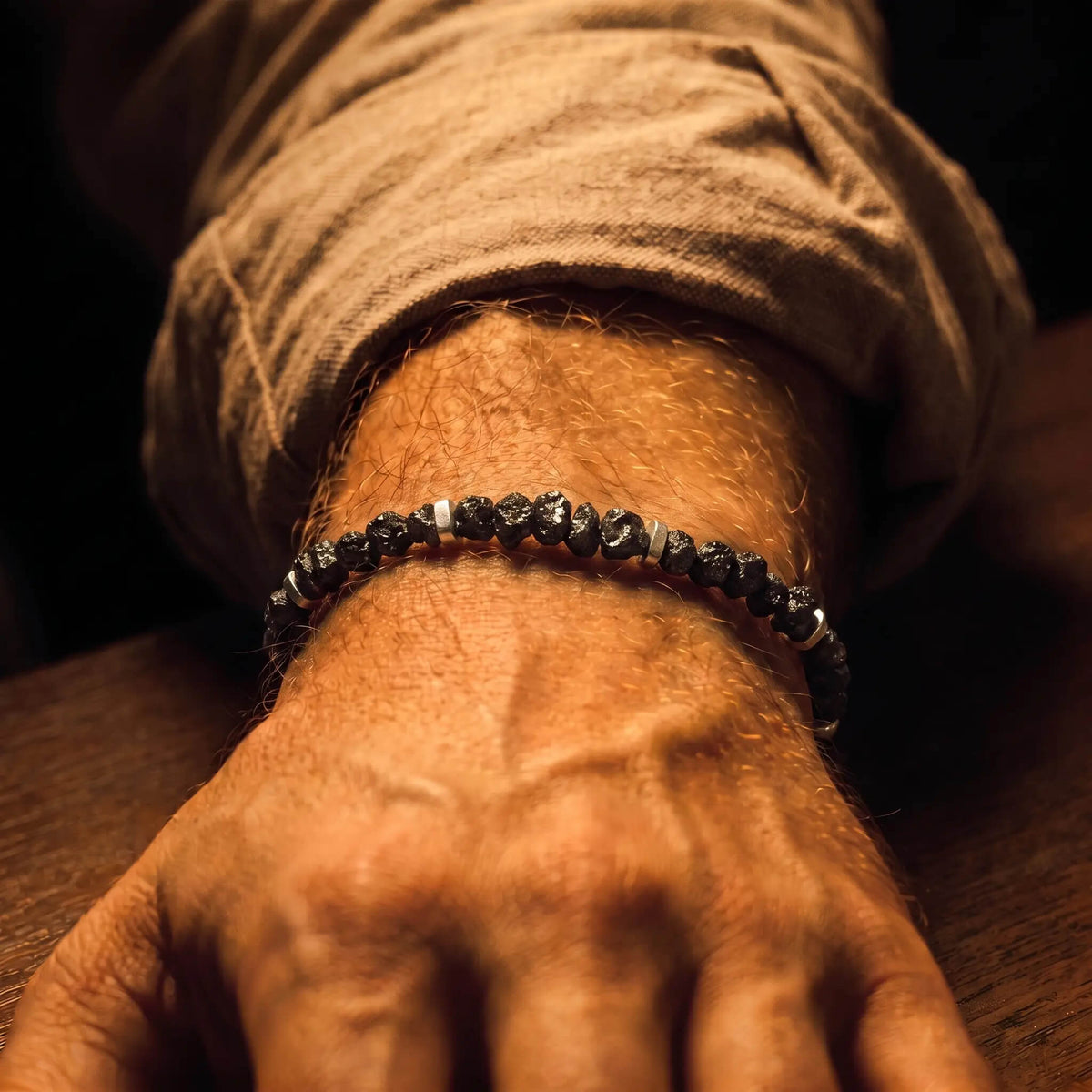 Raw Black Diamond Bracelet 35 carat (5-5.5mm)