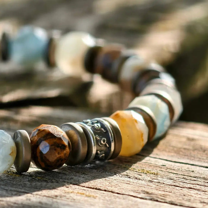 Lemurian Aquatine Calcite Bracelet III (6.5-7mm) - Secondary Specimen