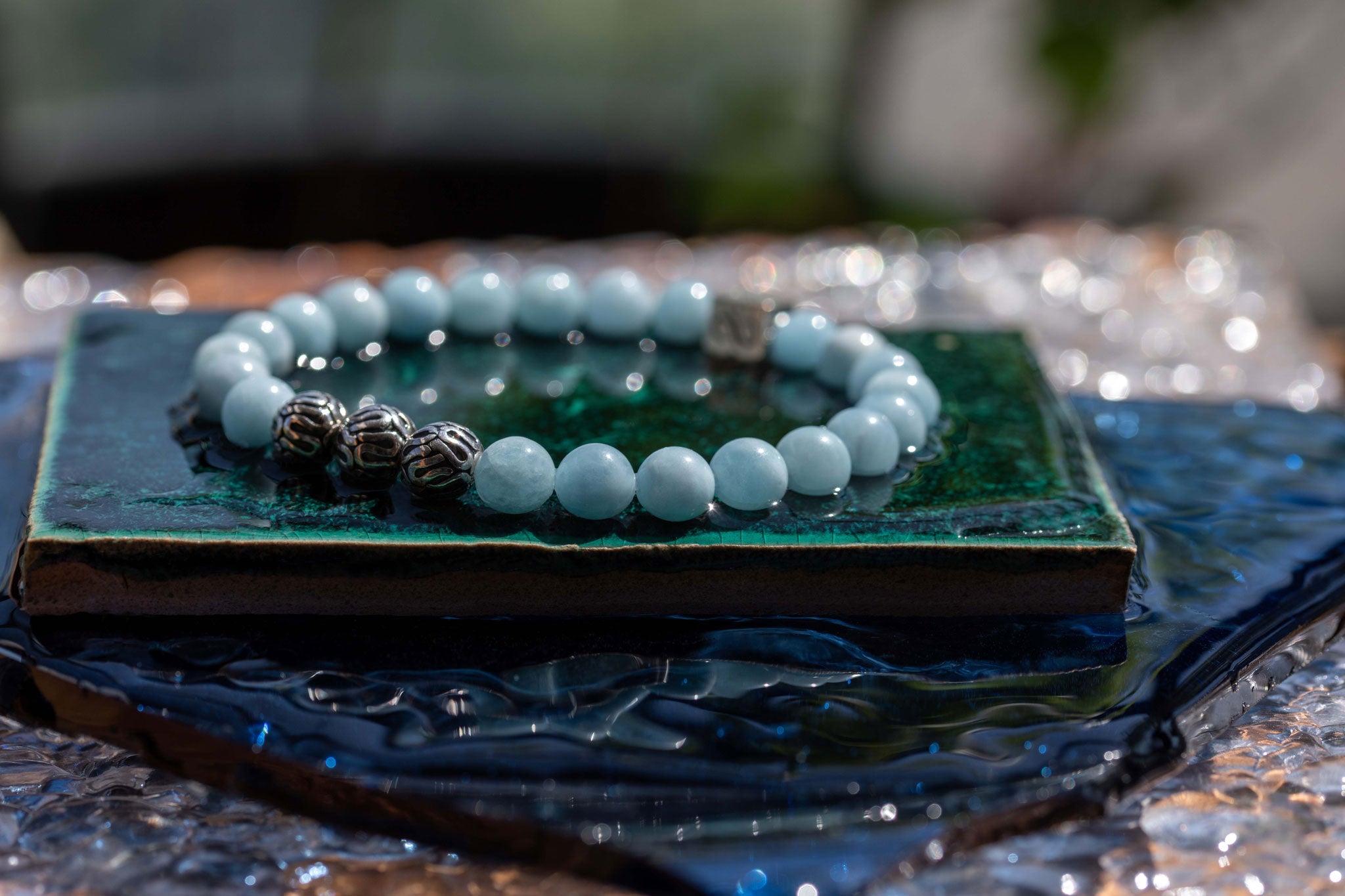 Tiny AQUAMARINE Bracelet Sterling Silver 4mm Blue Gemstone Bead Bracelet  Beaded Rosary Wire Wrap March Birthstone Jewelry Gift Healing Yoga - Etsy UK