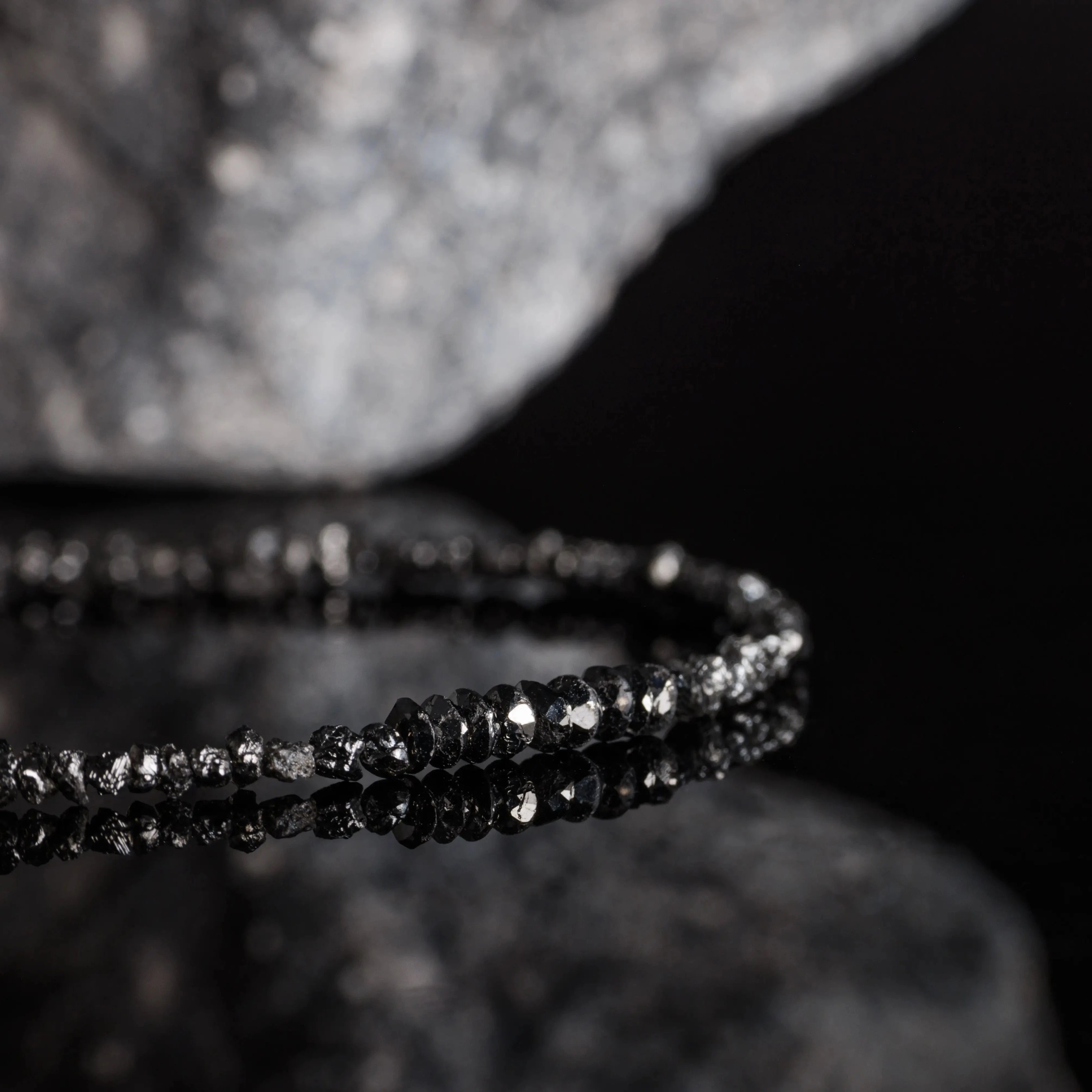 Silver Black & Black Diamond Bracelet V (2-3mm)