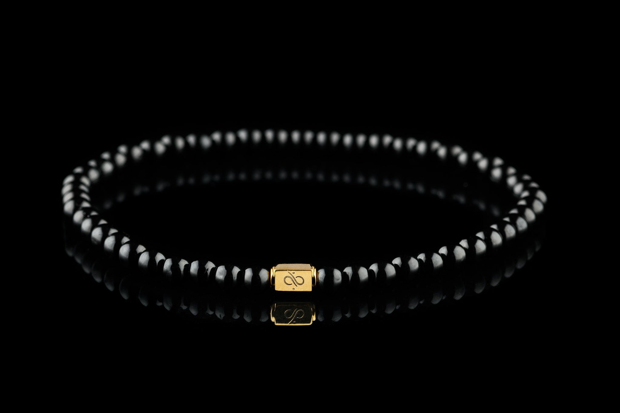 Black Tourmaline Gold Bracelet II (4mm) (8757288108367)