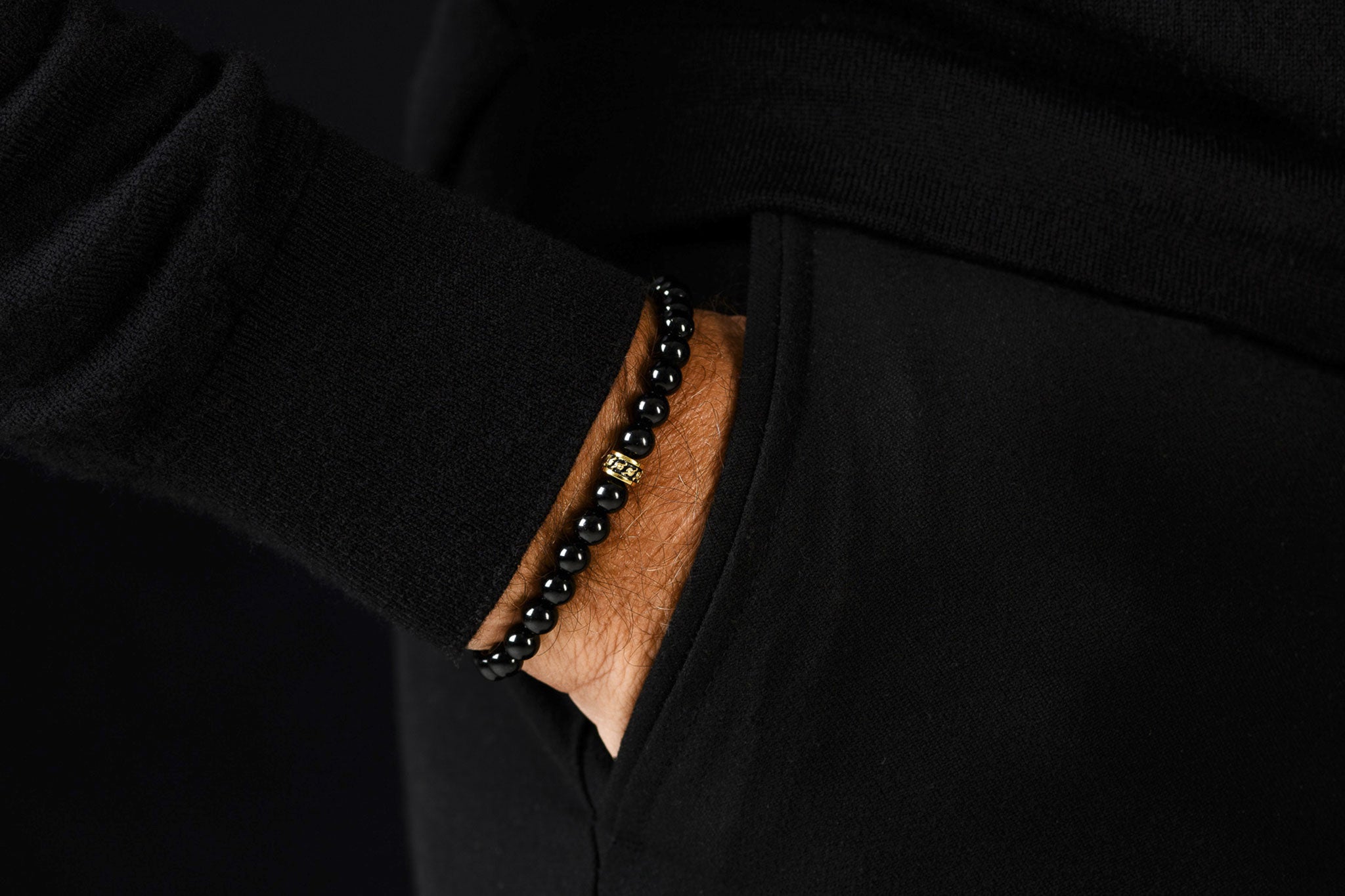 Black Tourmaline Gold Bracelet I (6mm) (8757250654543)