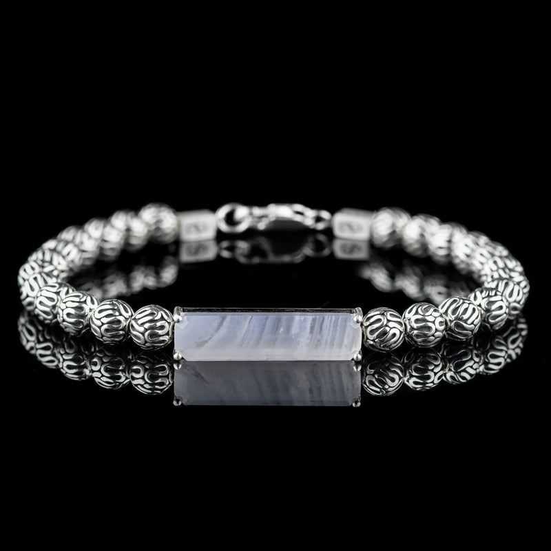 Blue Lace Agate - Silver Bracelet III (4-6mm)