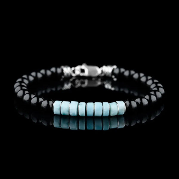 larimarbrace.ymさん2-4-7 Blue Larimar - Black Tourmaline Bracelet II (6mm)