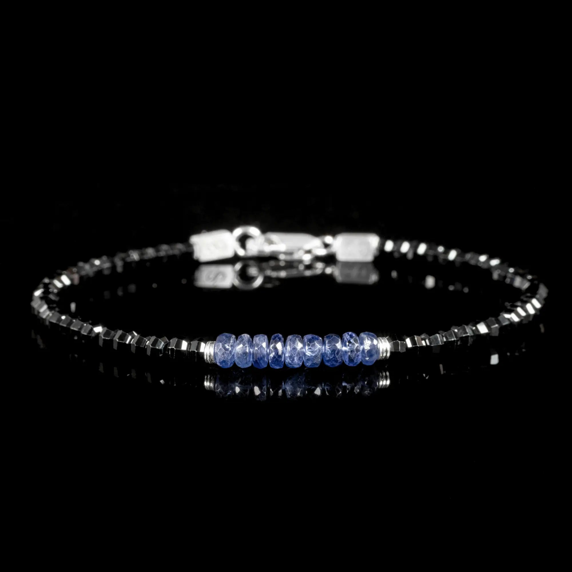 Blue Sapphire - Black Spinel Bracelet XXII (4mm)