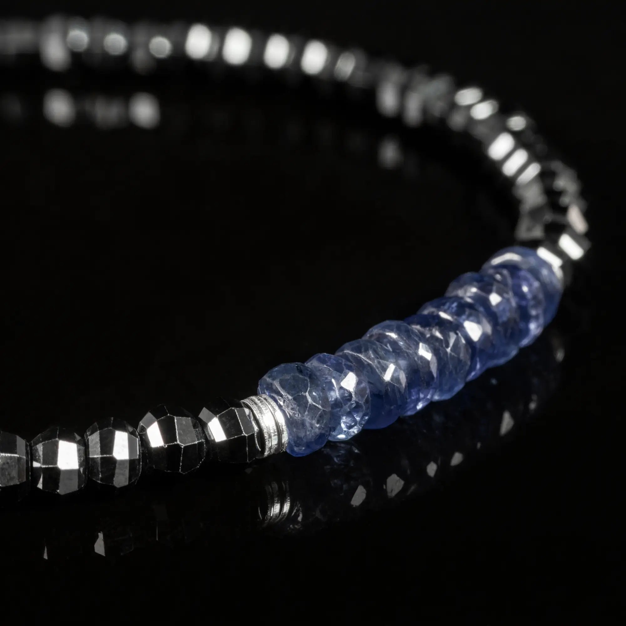 Blue Sapphire - Black Spinel Bracelet XXII (4mm)
