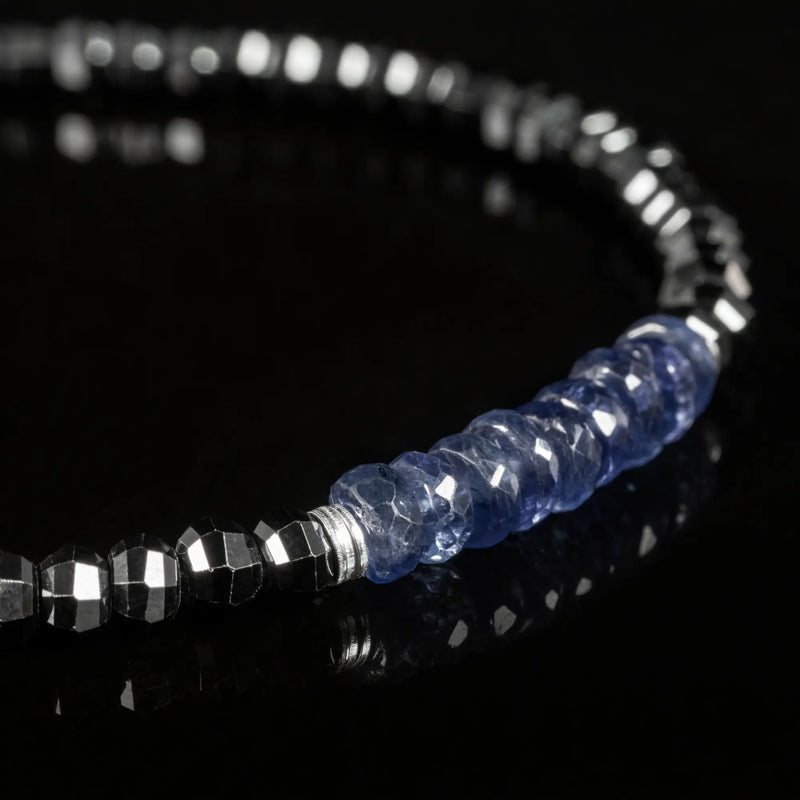 Blue Sapphire - Black Spinel Bracelet XXII (4mm) - Primary Specimen