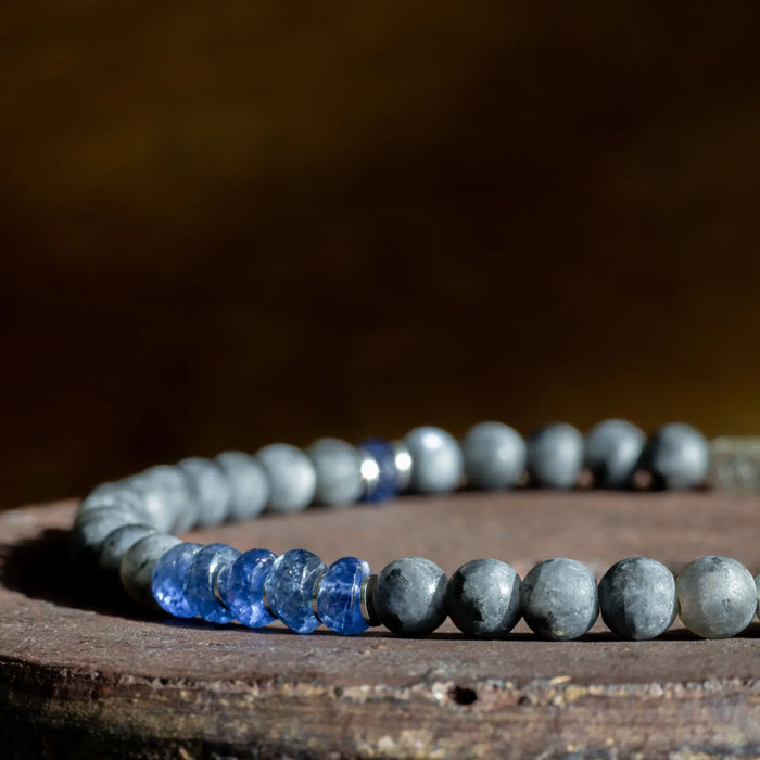 Blue Sapphire - Matte Labradorite Bracelet XXI (4mm) - Secondary Specimen