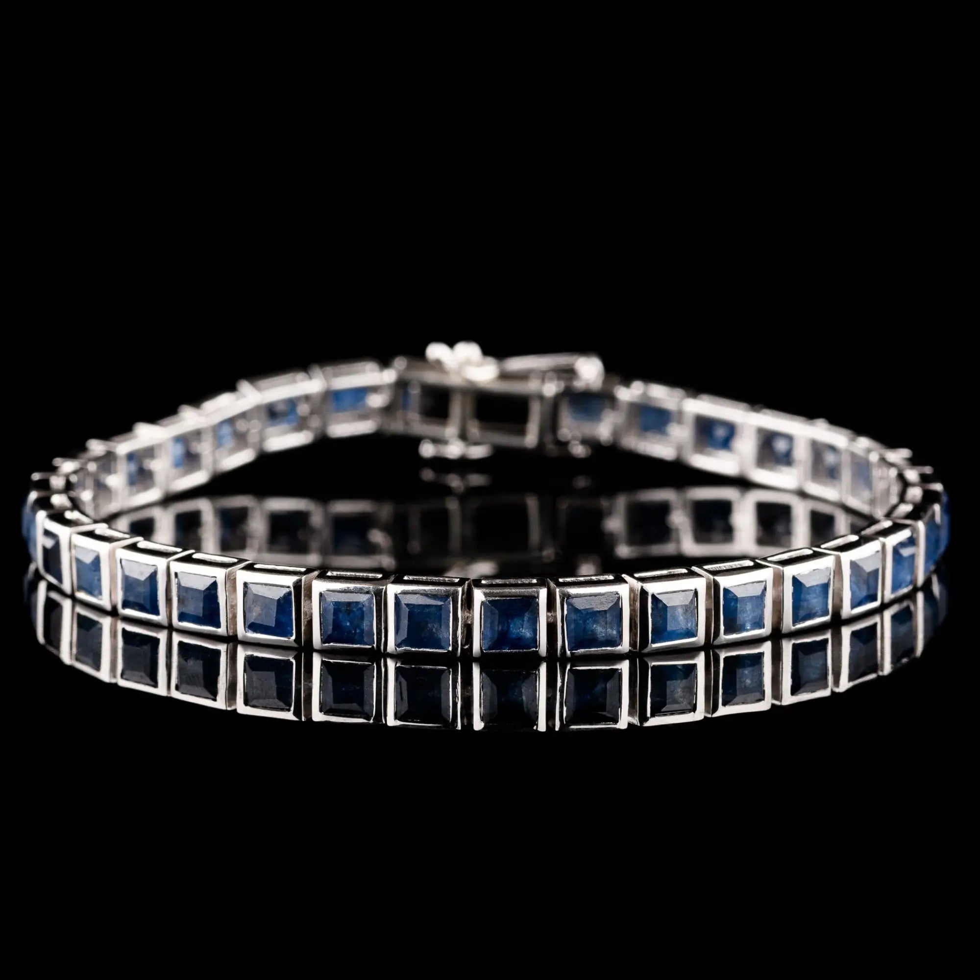 Blue Sapphire - Silver Tennis Bracelet II