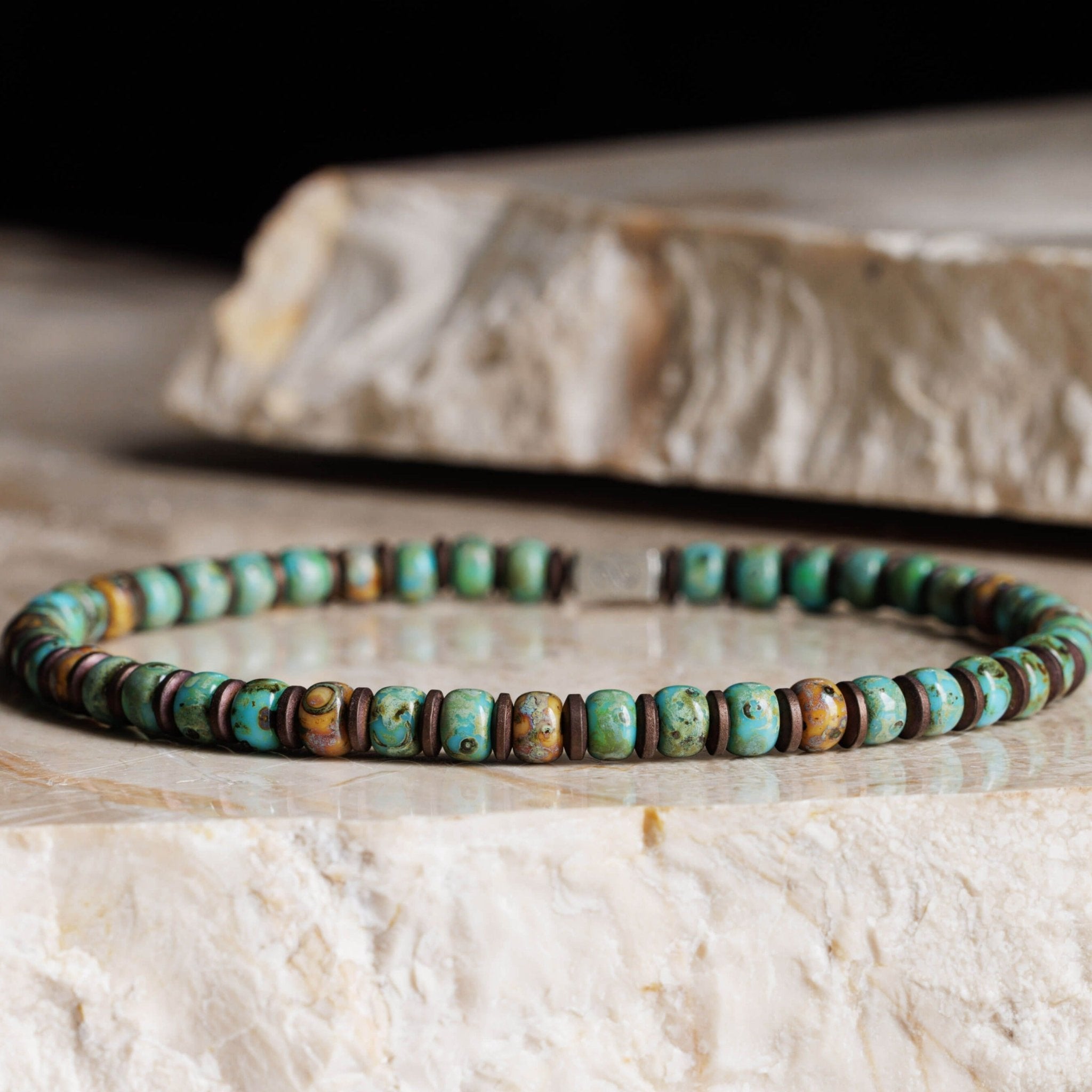 New men's turquoise with agate & hotsell hand woven 3 pieces set bracelets