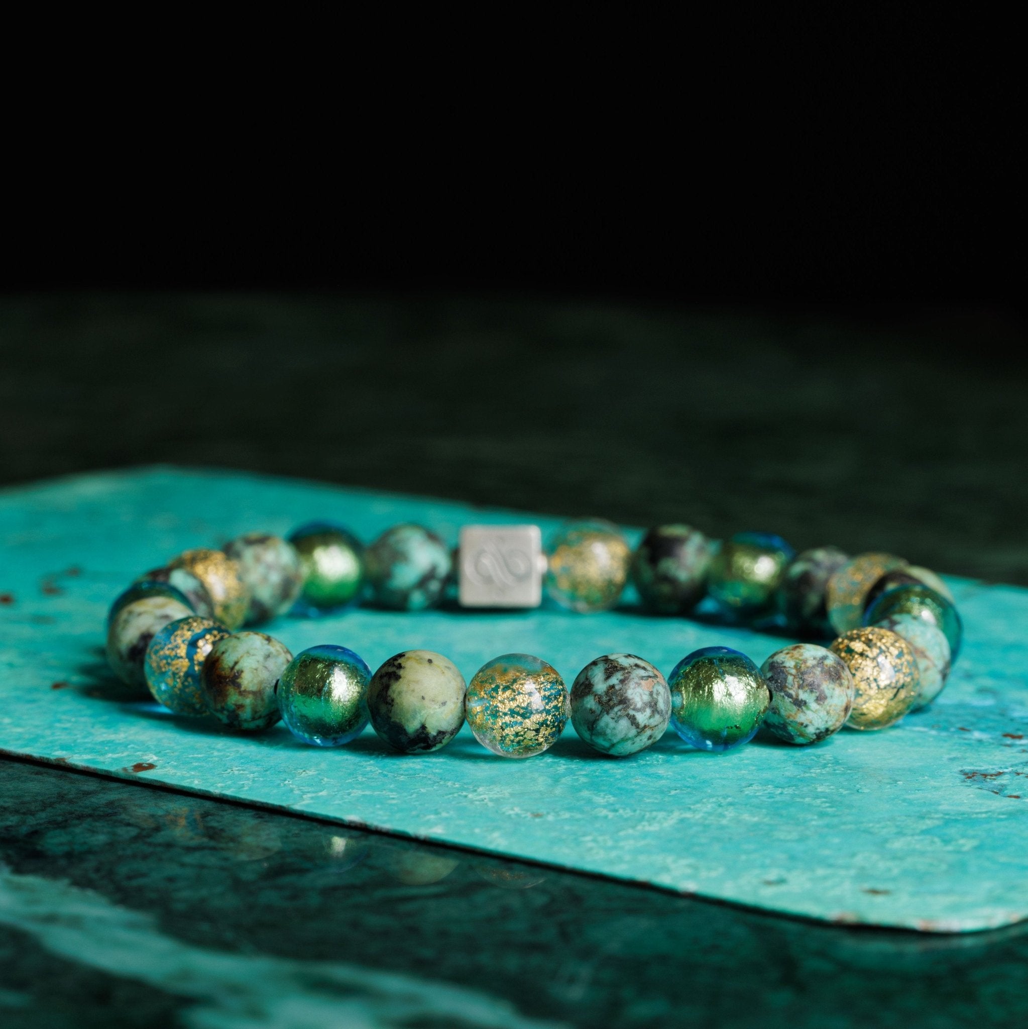 Golden Aqua Murano - African Turquoise Bracelet I (8mm)