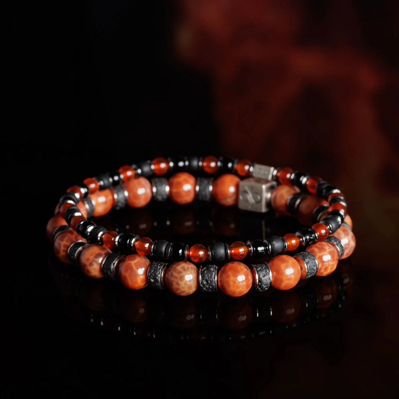 Carnelian - Black Bracelet I (4mm) - Primary Specimen