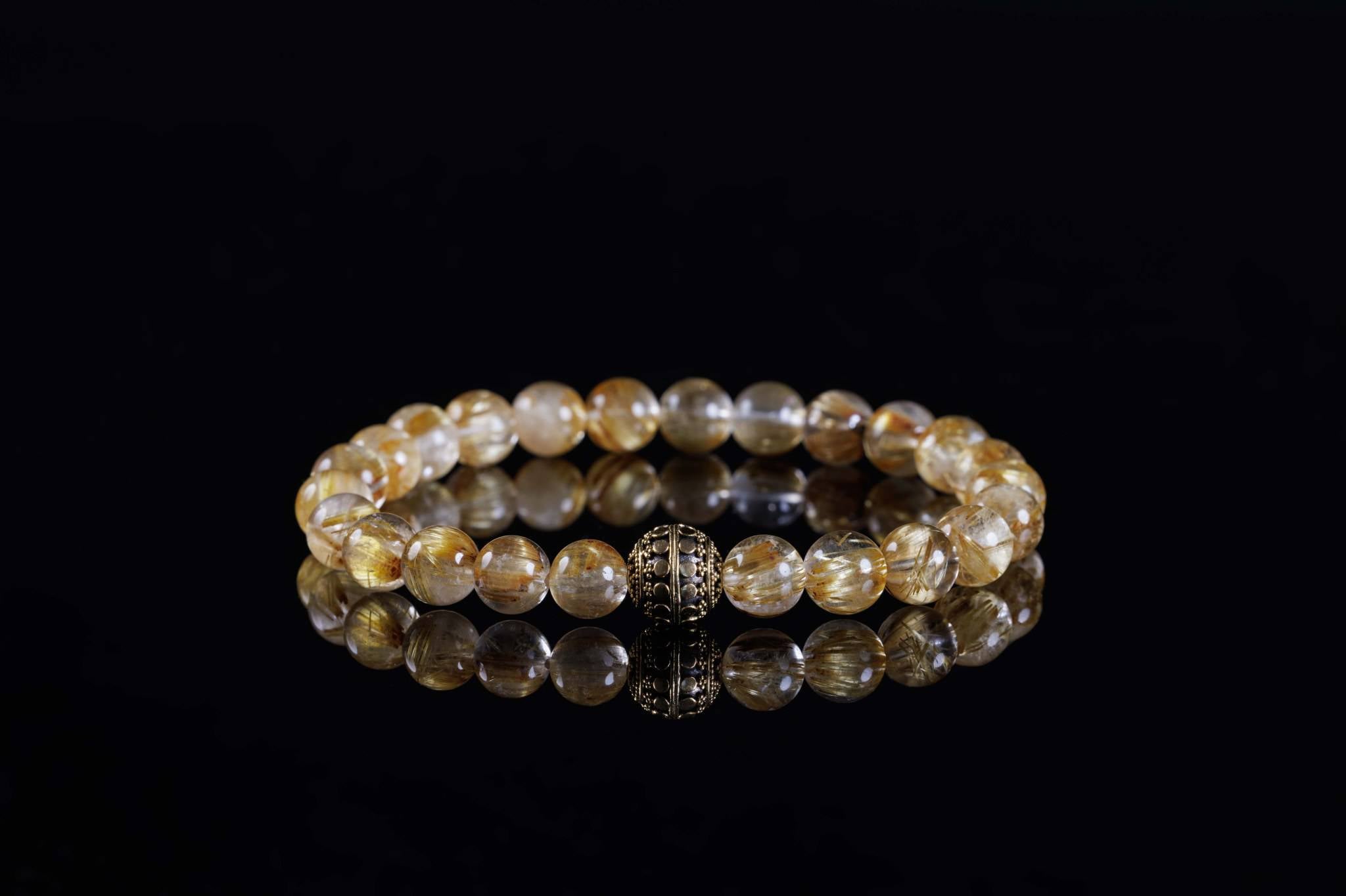 Gold Rutilated Quartz Bracelet V (8mm)